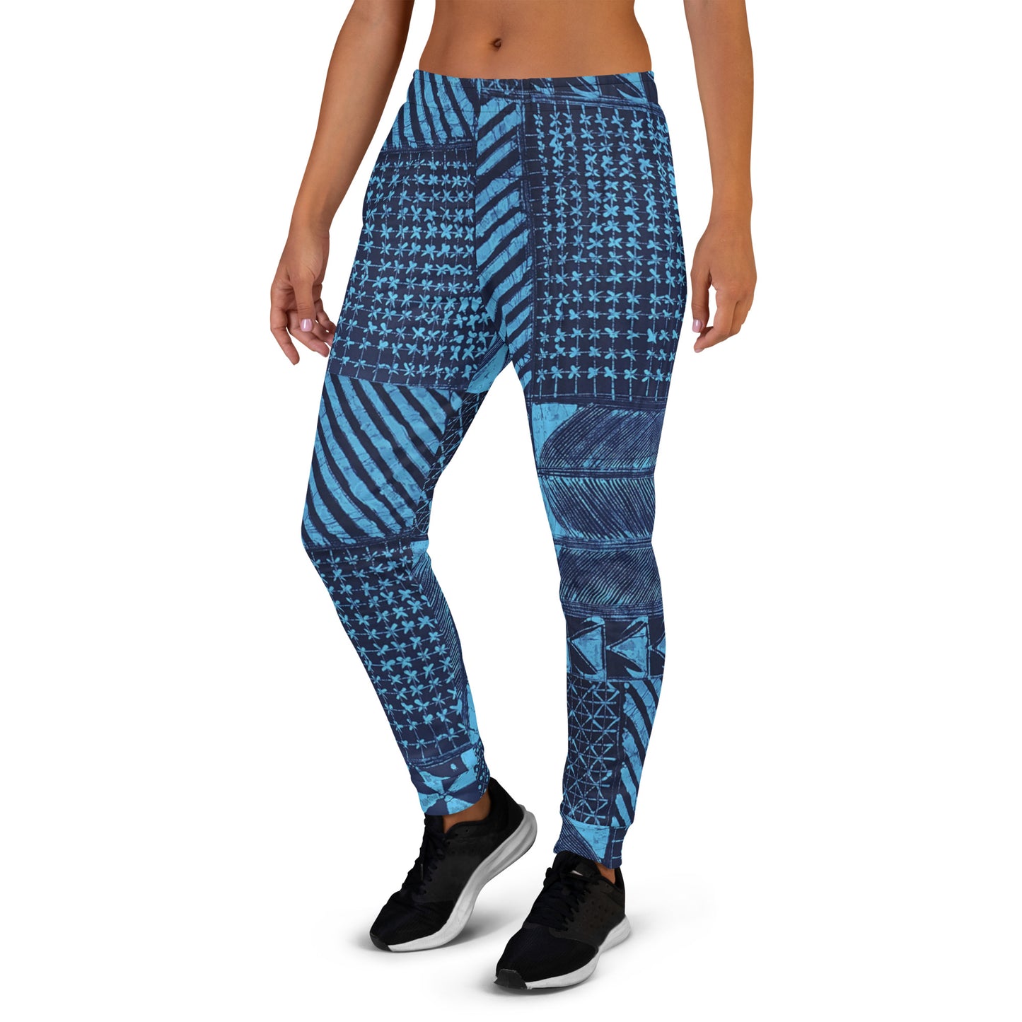 Black And Turquoise Shapes Adire Women's Joggers