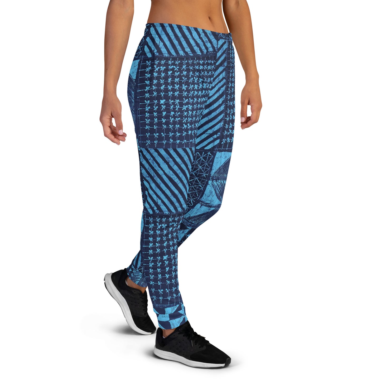 Black And Turquoise Shapes Adire Women's Joggers