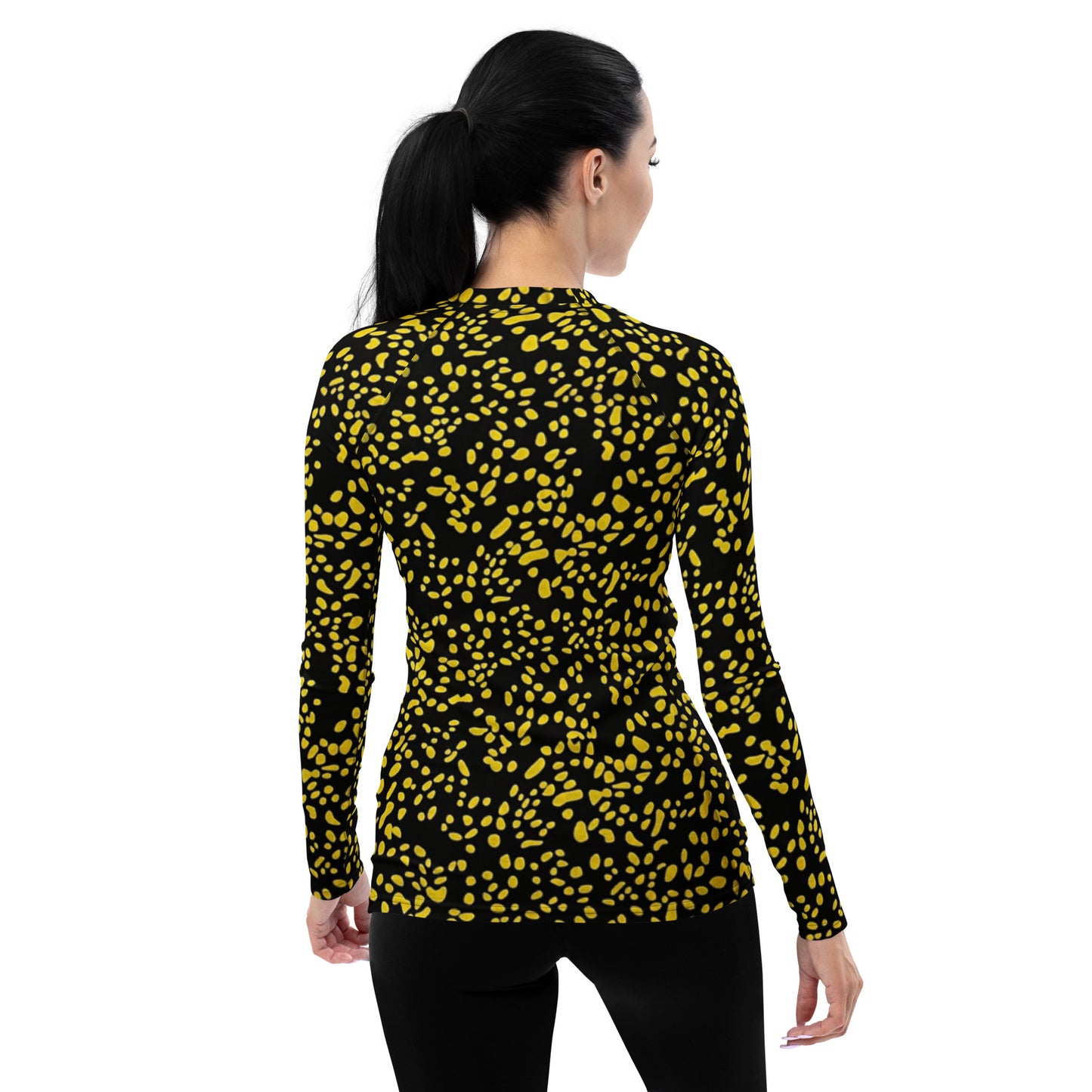 Yellow Dots Adire Women's Rash Guard