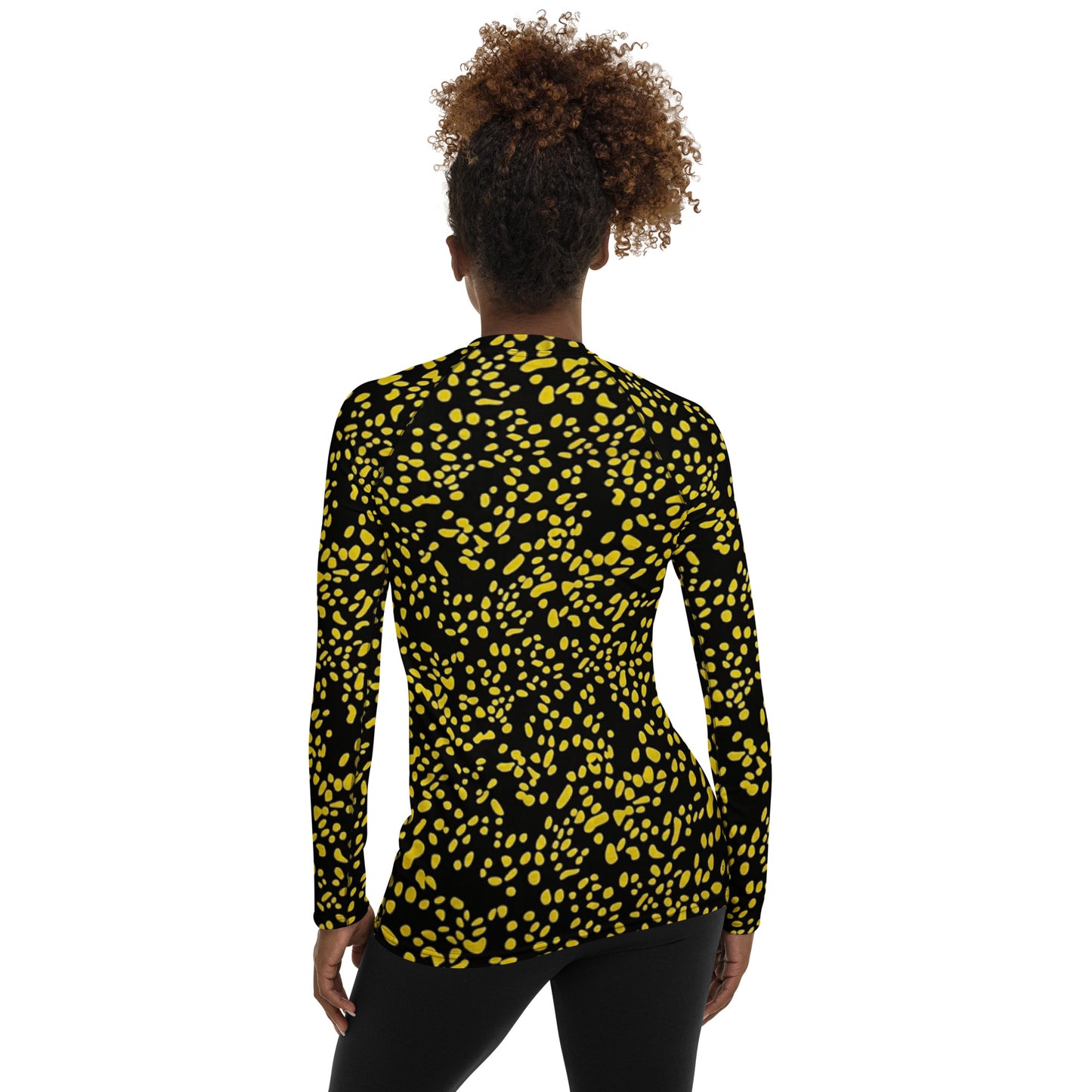 Yellow Dots Adire Women's Rash Guard