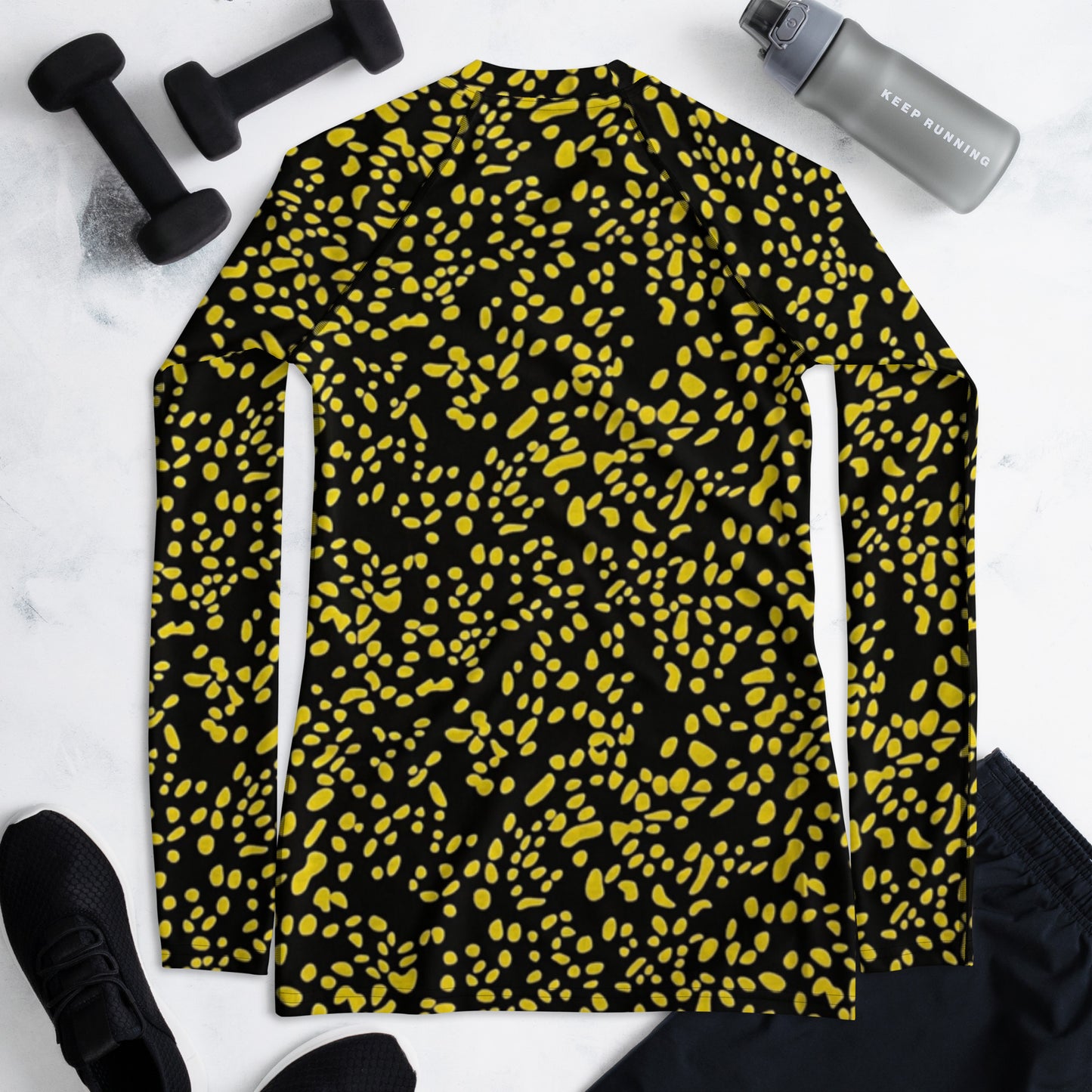 Yellow Dots Adire Women's Rash Guard