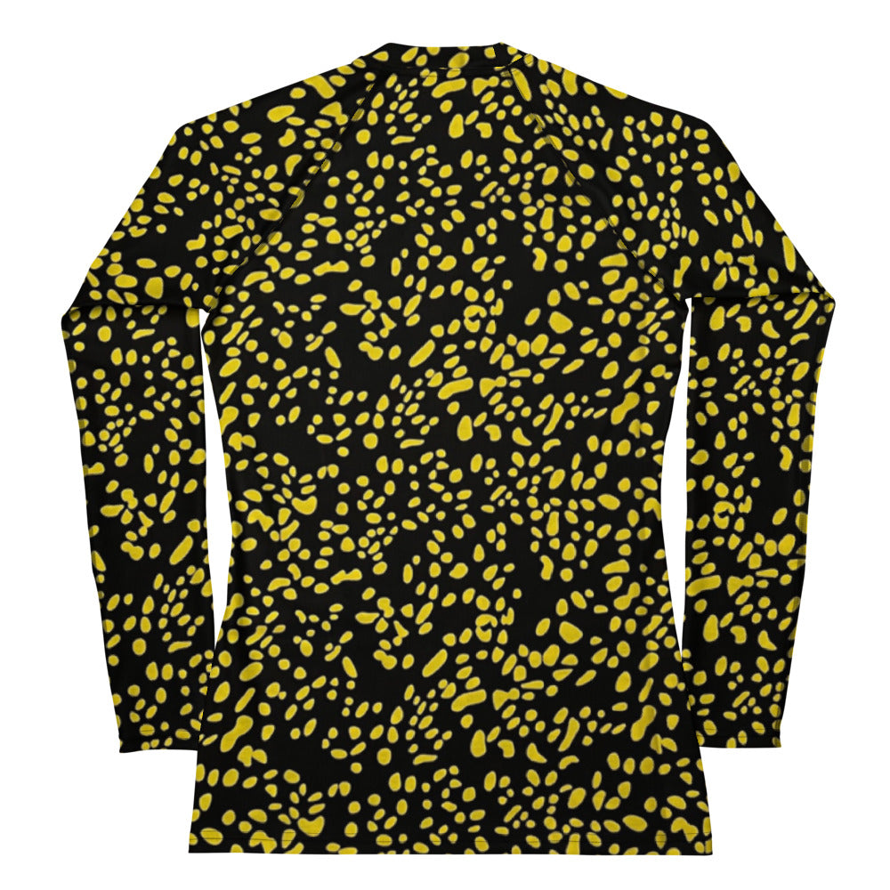 Yellow Dots Adire Women's Rash Guard