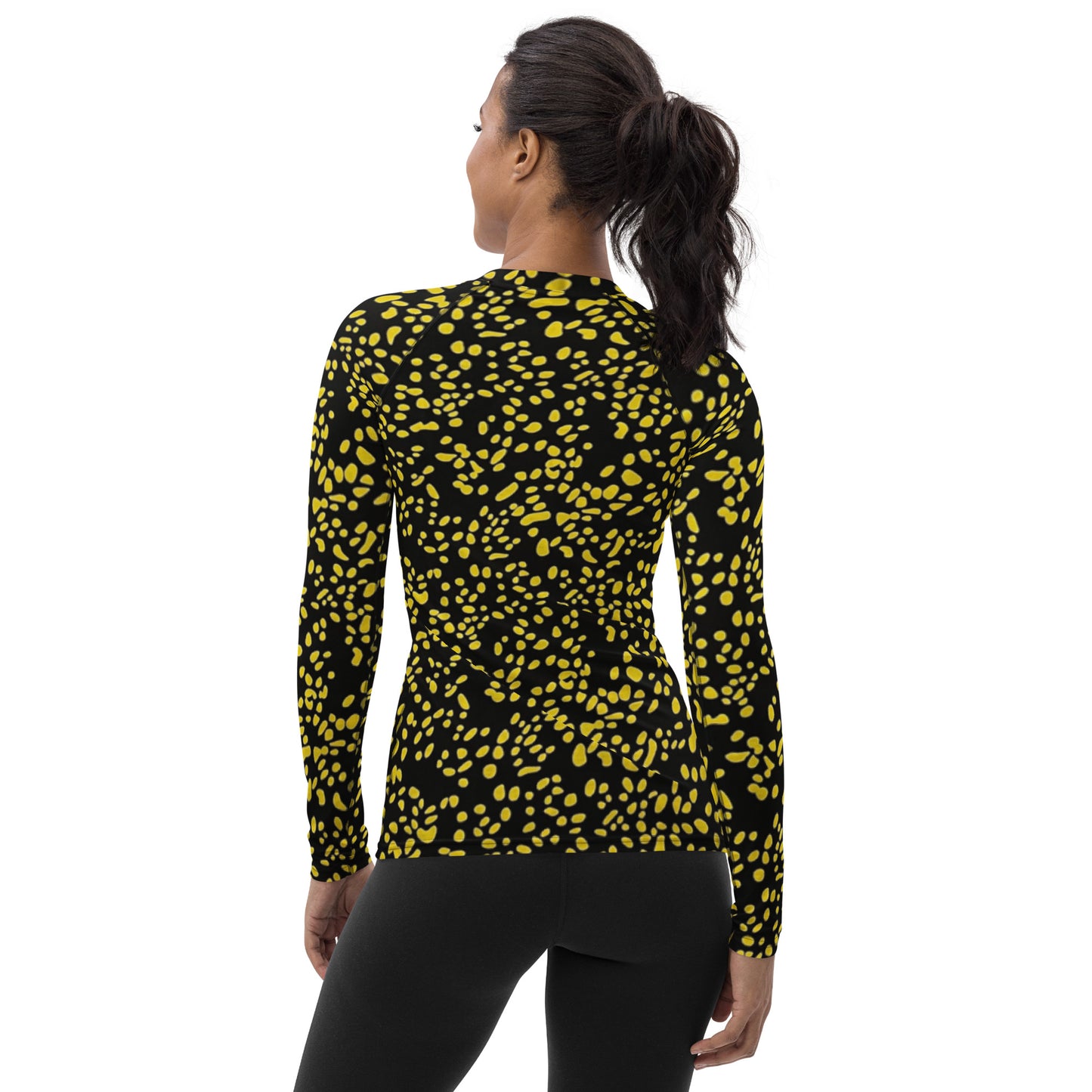 Yellow Dots Adire Women's Rash Guard