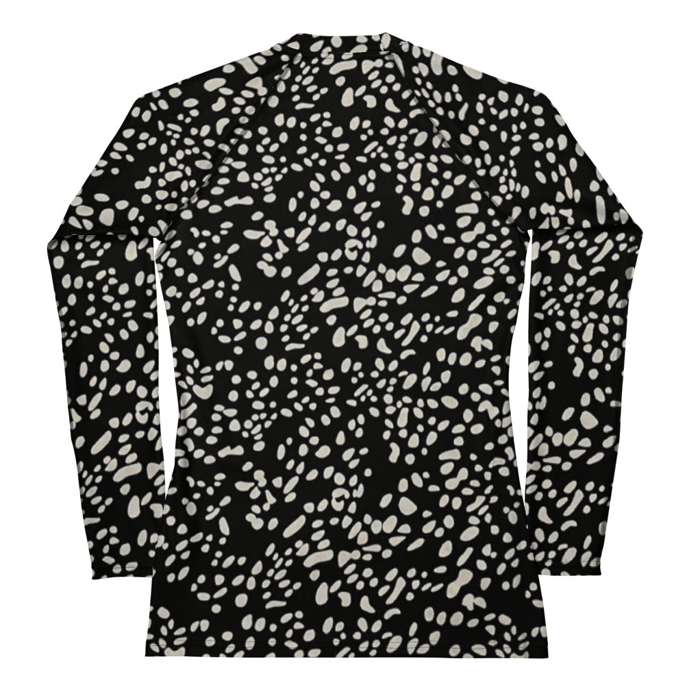 White Dots Adire Women's Rash Guard