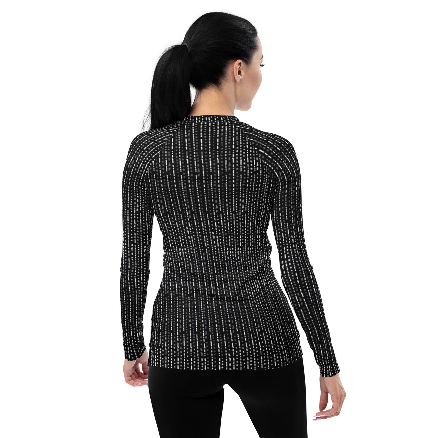 Grey Stripe Adire Women's Rash Guard