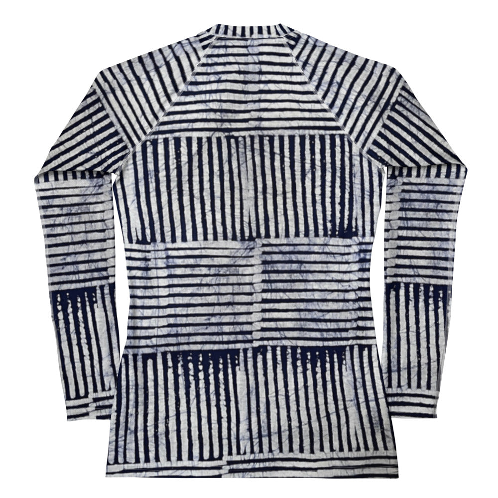 Stripey Adire Women's Rash Guard