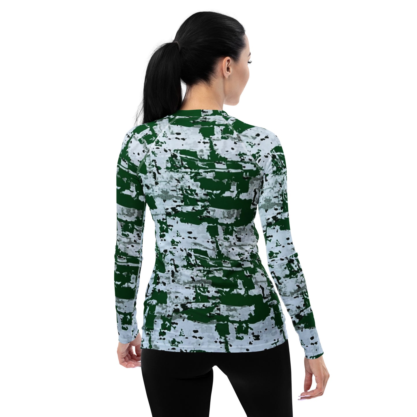 Green Camo Adire Women's Rash Guard