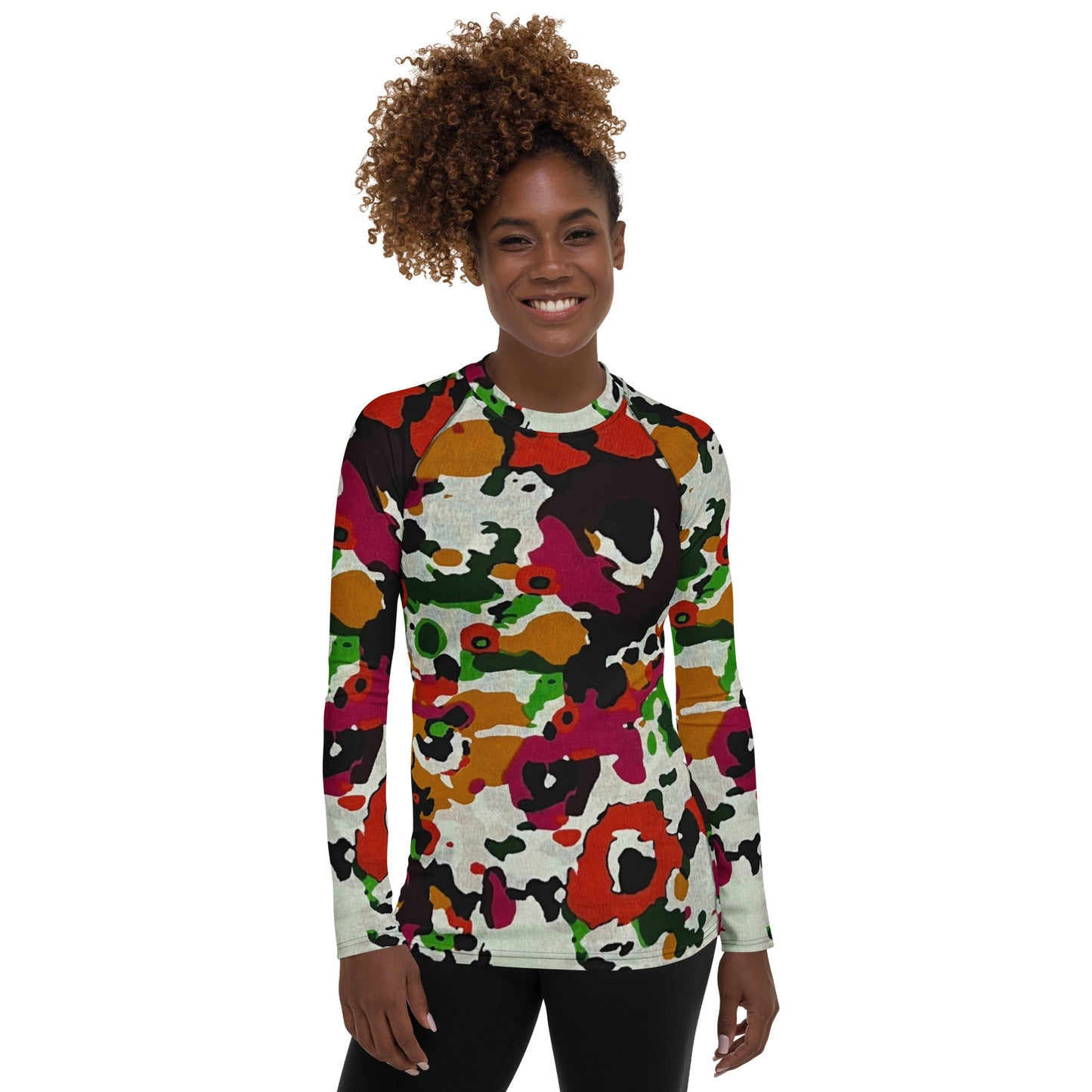 Multicolour Paint Ankara Women's Rash Guard