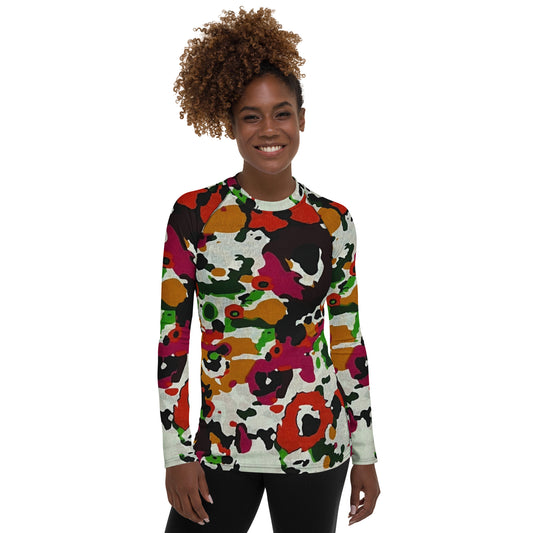 Multicolour Paint Ankara Women's Rash Guard