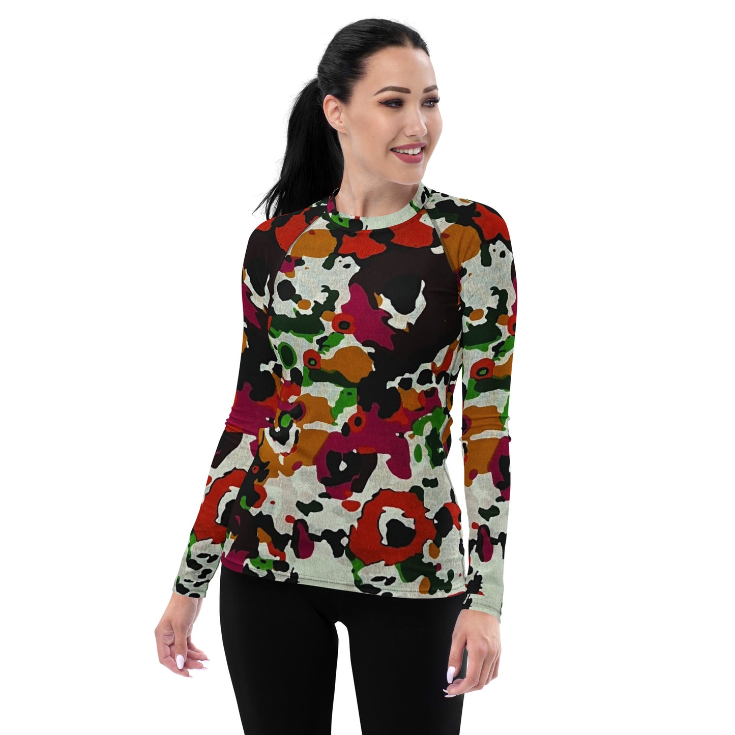 Multicolour Paint Ankara Women's Rash Guard