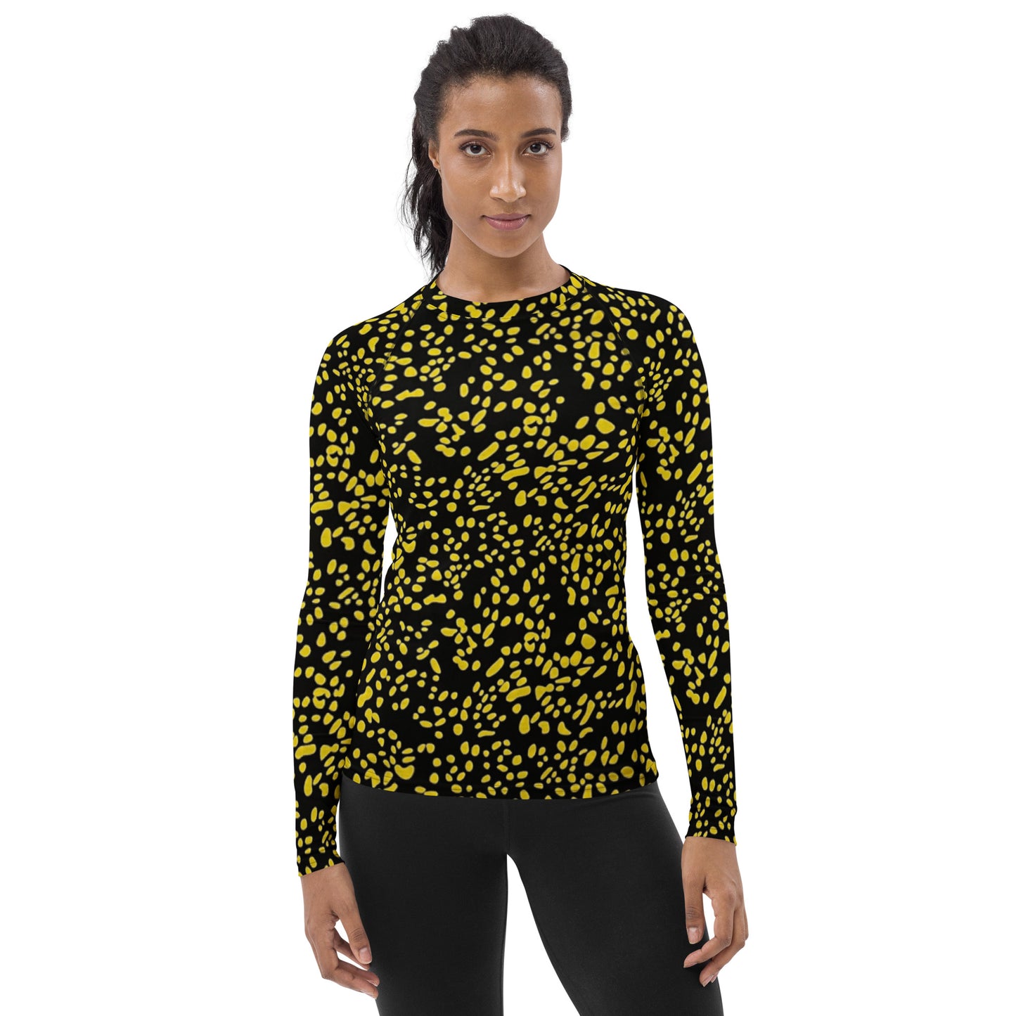 Yellow Dots Adire Women's Rash Guard