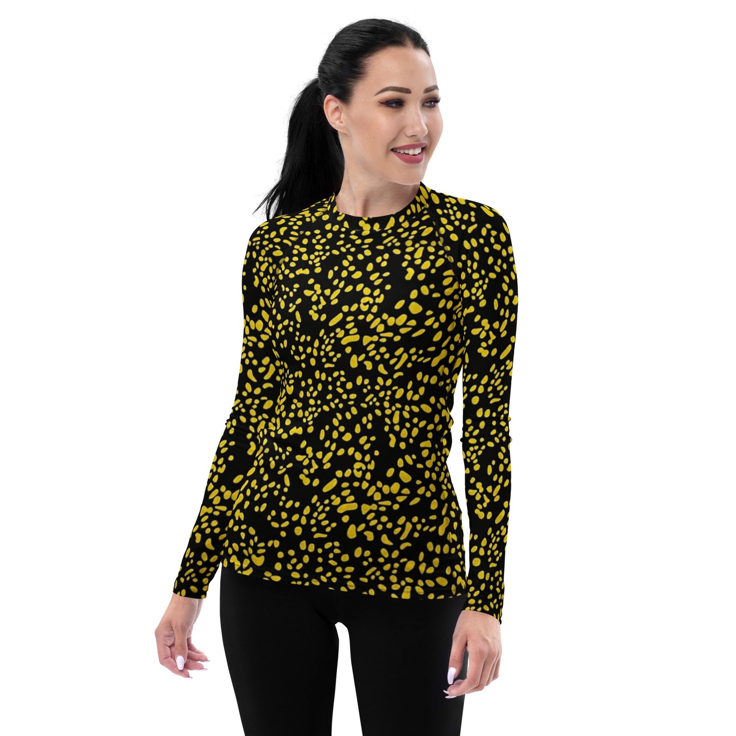 Yellow Dots Adire Women's Rash Guard