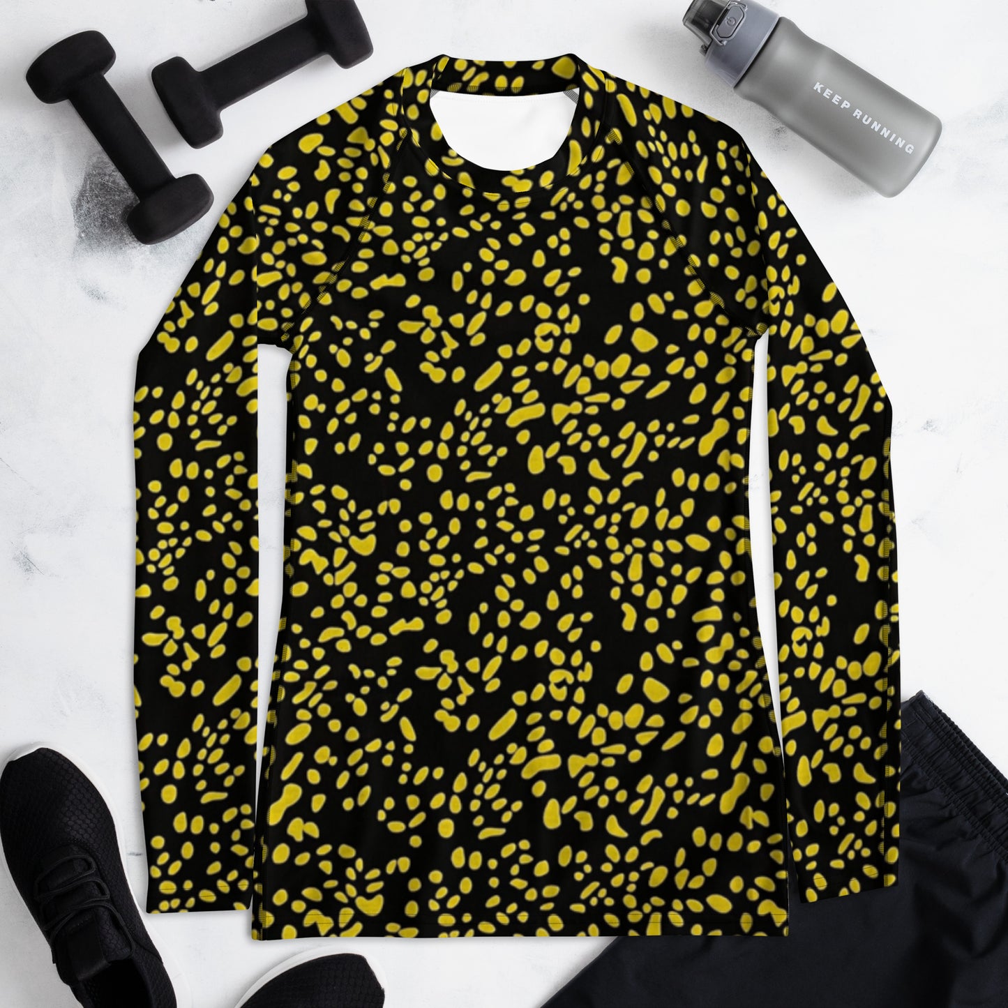 Yellow Dots Adire Women's Rash Guard