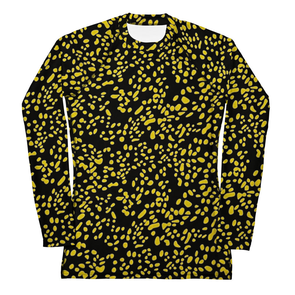 Yellow Dots Adire Women's Rash Guard