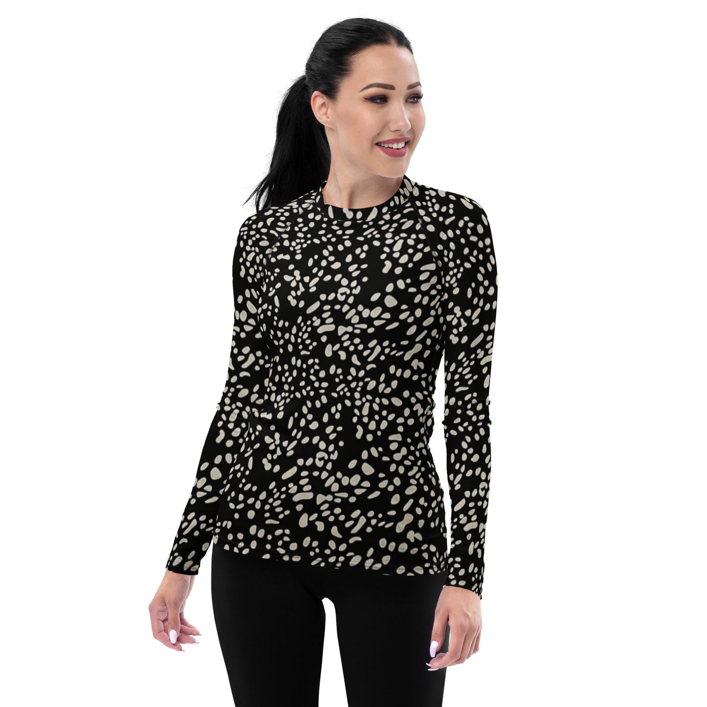 White Dots Adire Women's Rash Guard