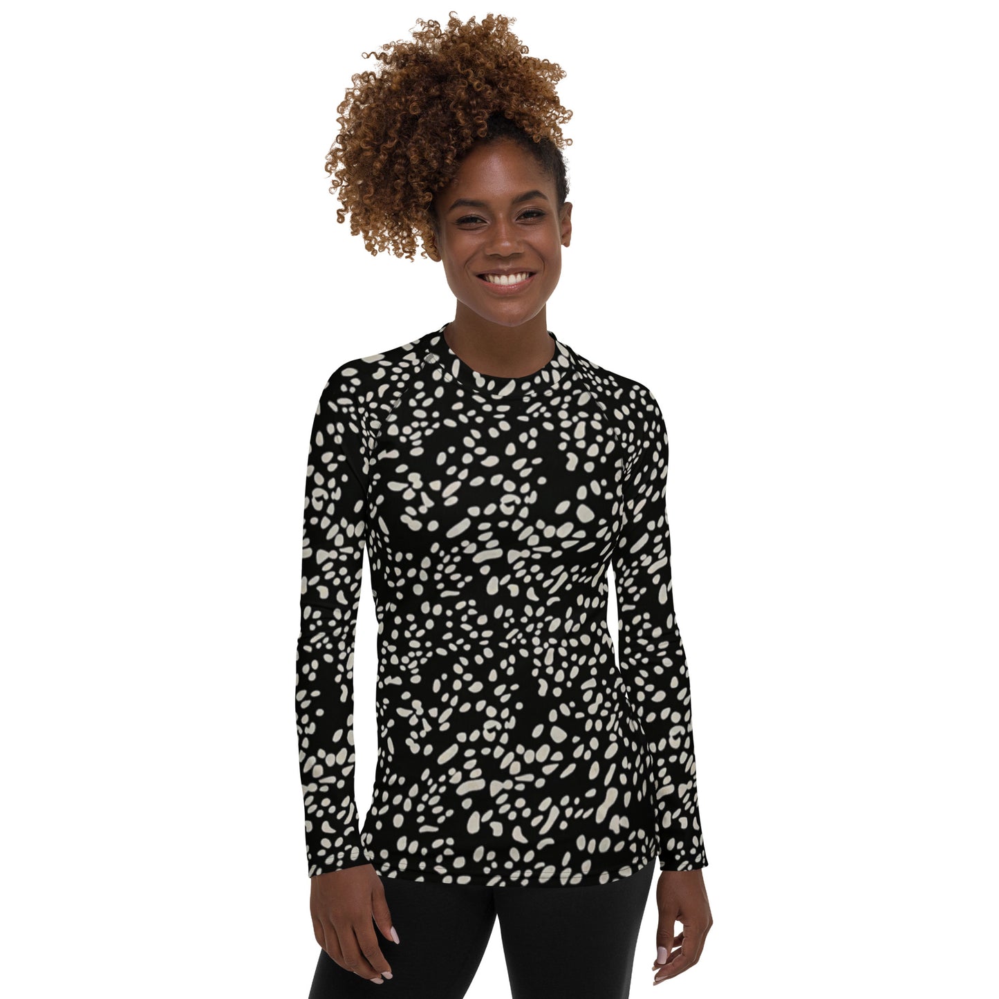 White Dots Adire Women's Rash Guard