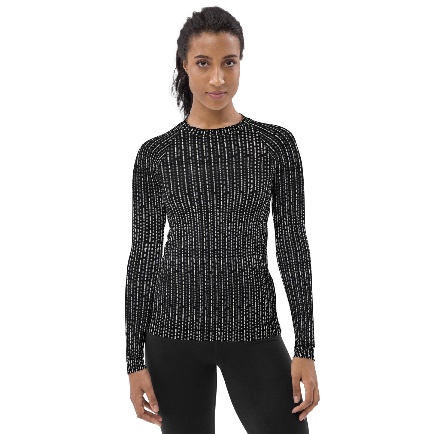 Grey Stripe Adire Women's Rash Guard