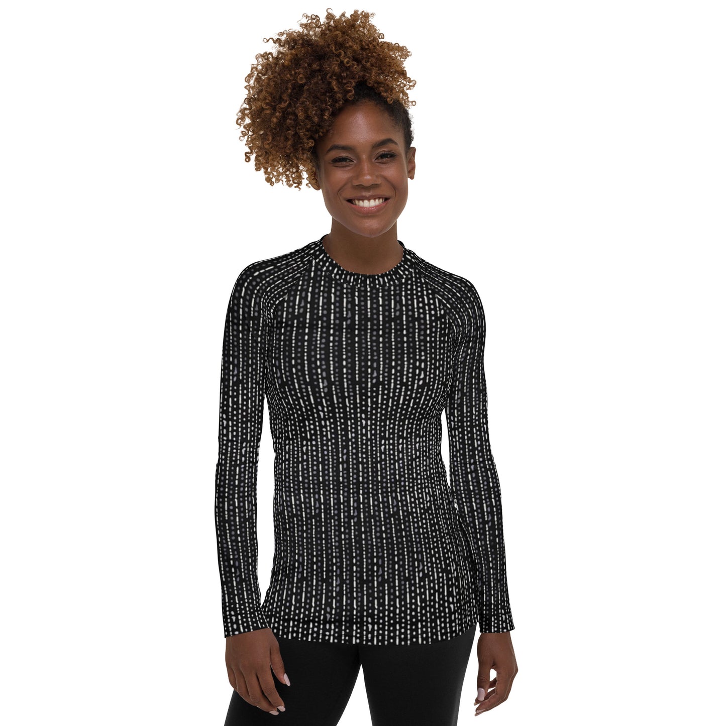 Grey Stripe Adire Women's Rash Guard