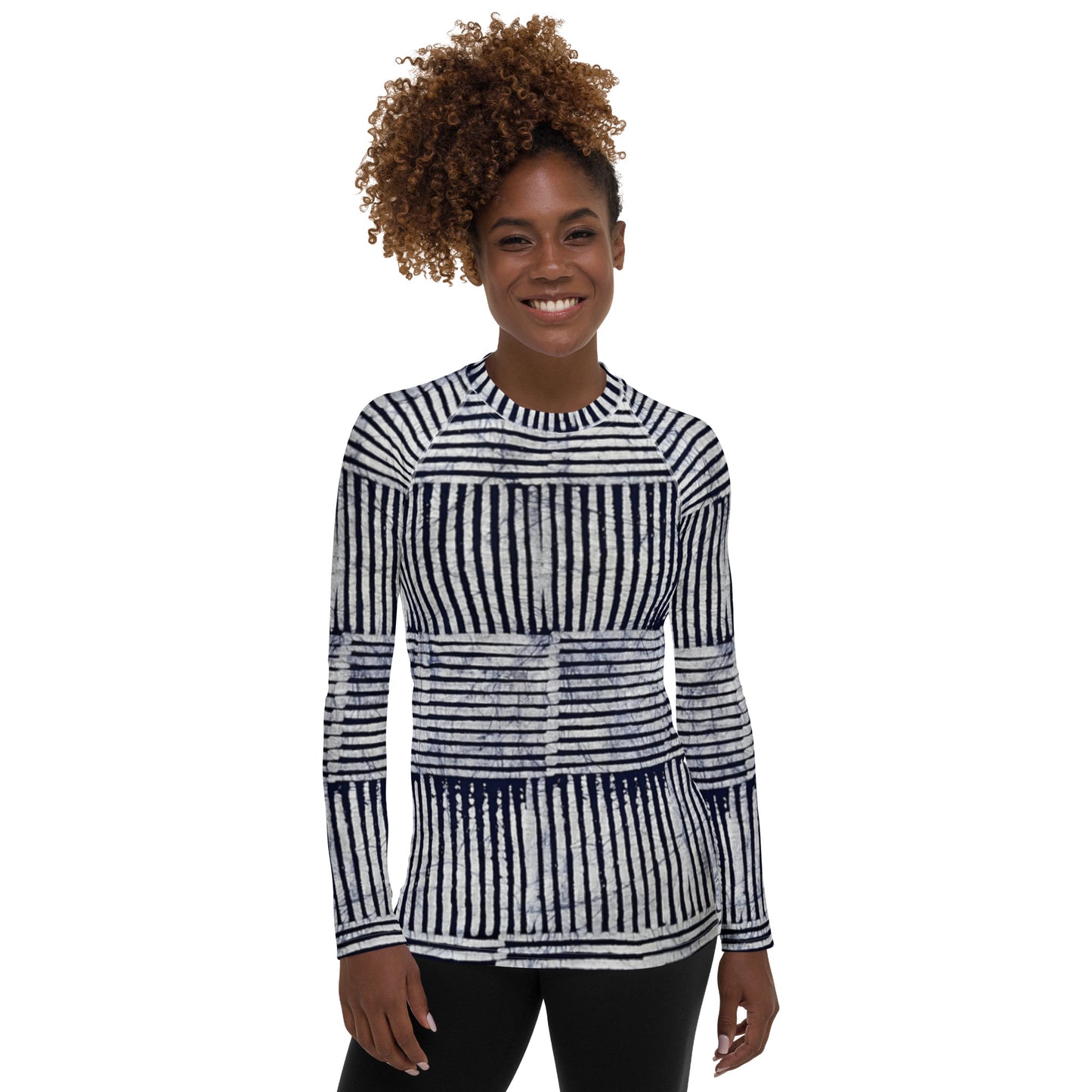 Stripey Adire Women's Rash Guard