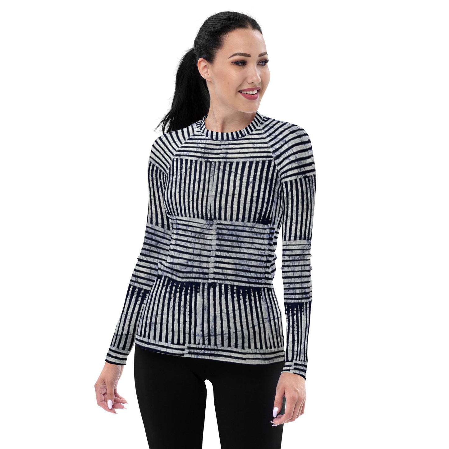 Stripey Adire Women's Rash Guard