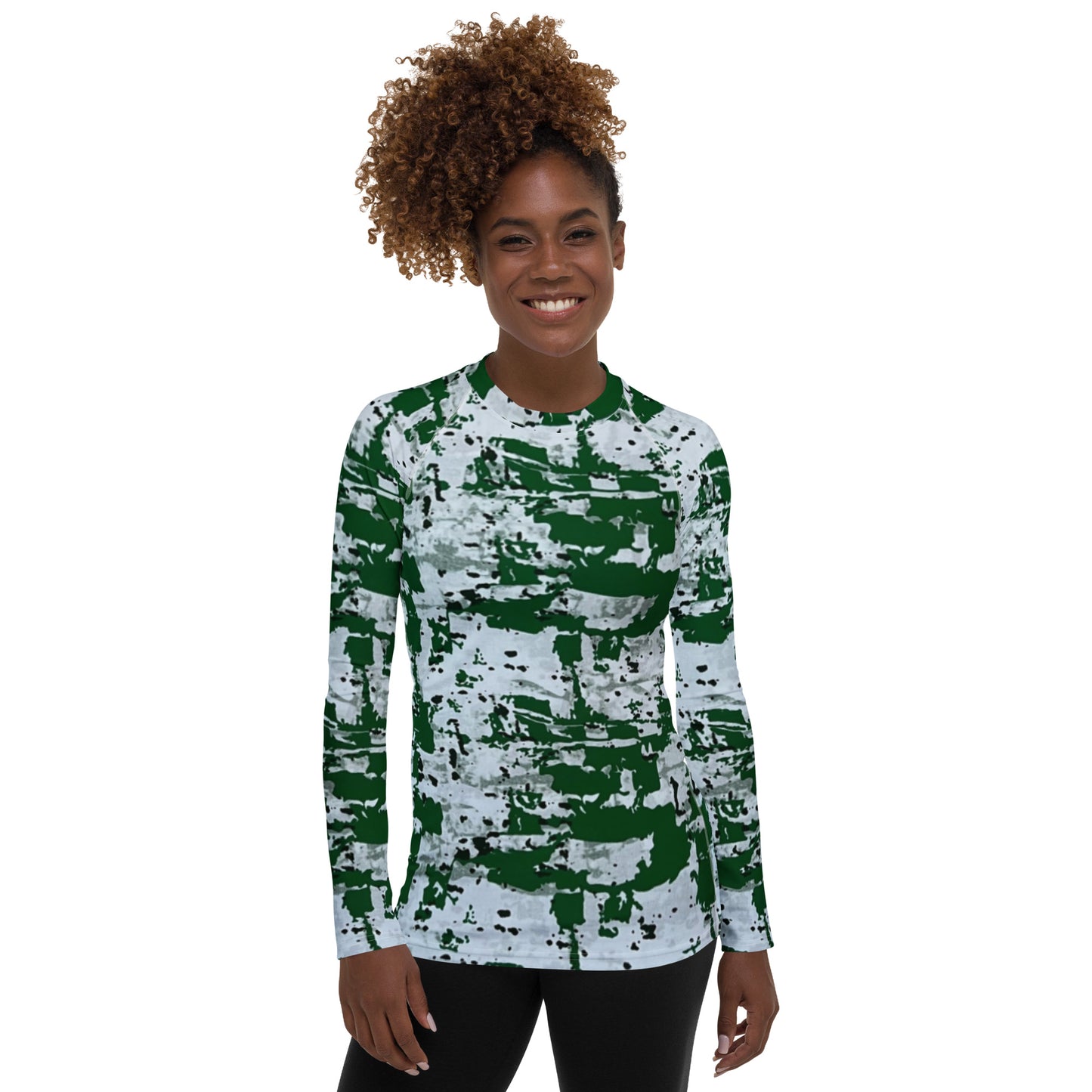 Green Camo Adire Women's Rash Guard