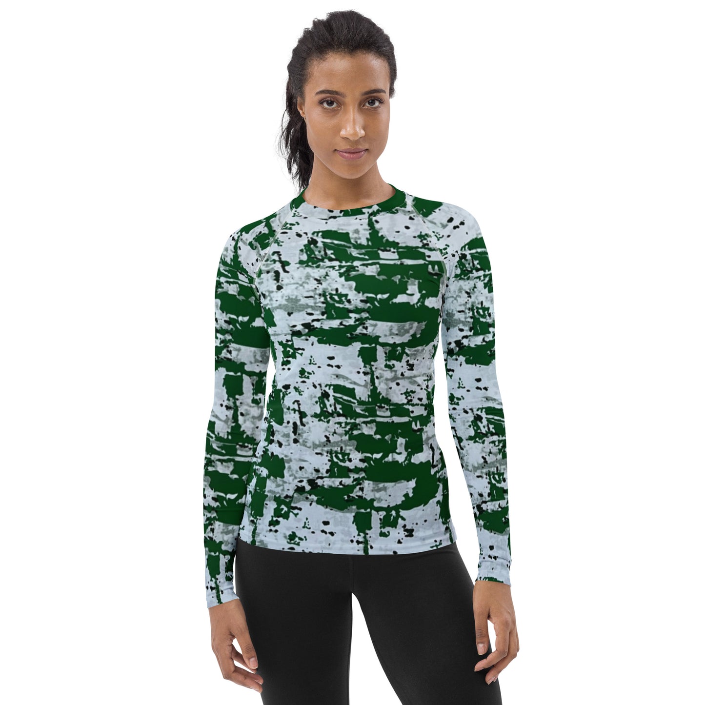 Green Camo Adire Women's Rash Guard