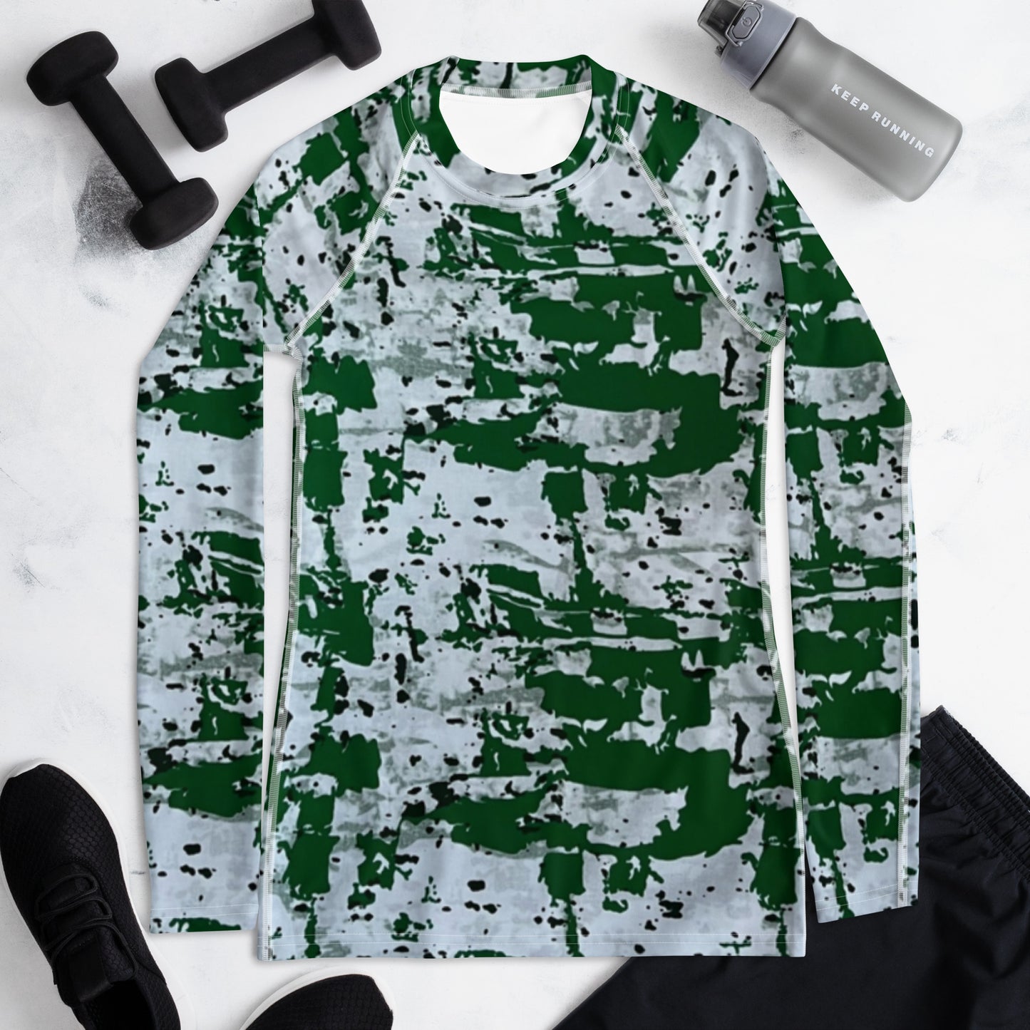 Green Camo Adire Women's Rash Guard