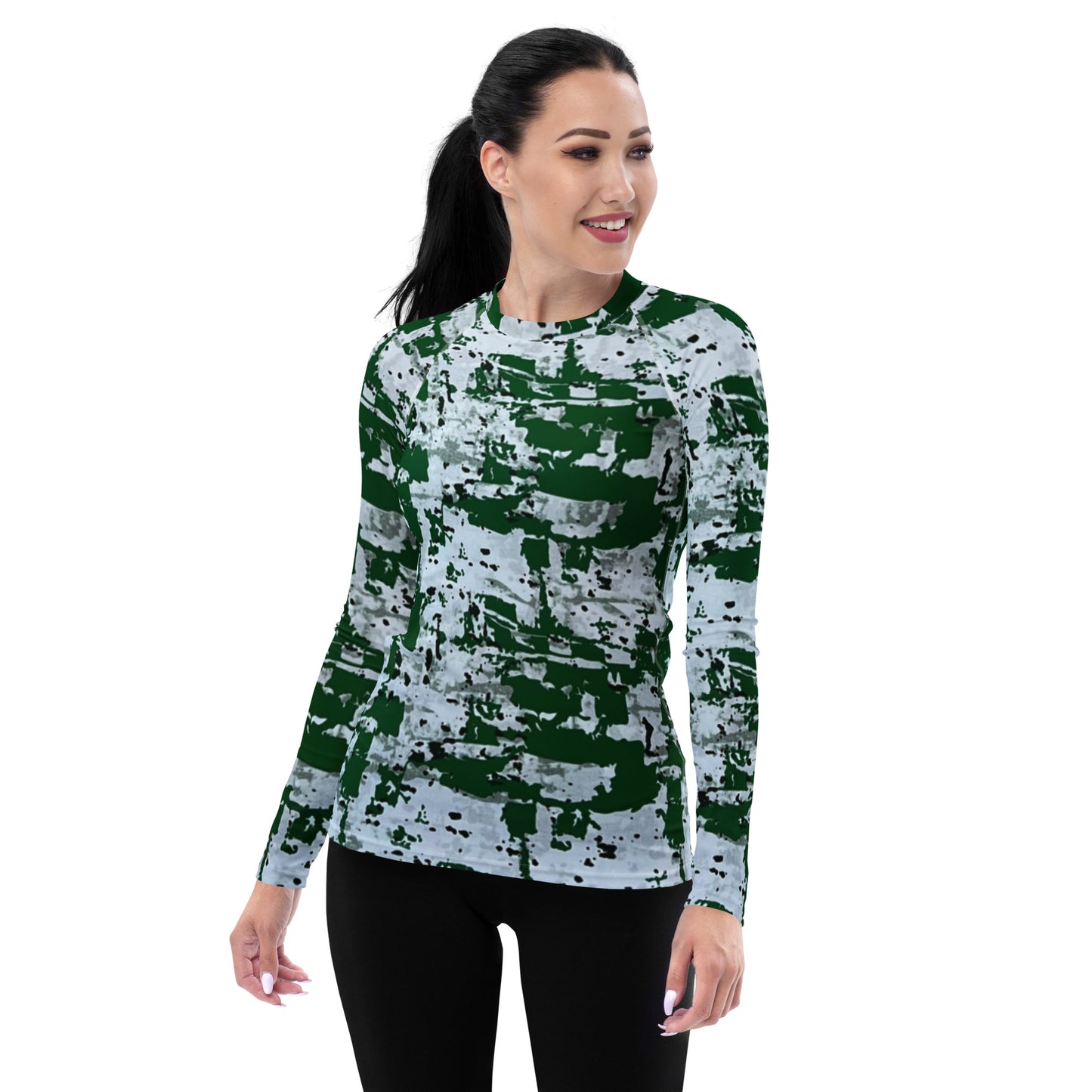 Green Camo Adire Women's Rash Guard