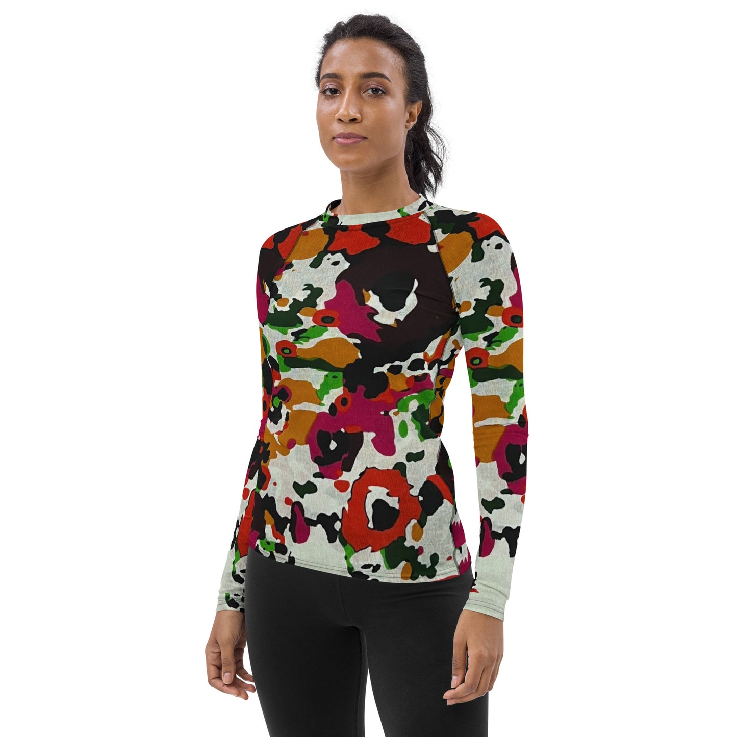 Multicolour Paint Ankara Women's Rash Guard