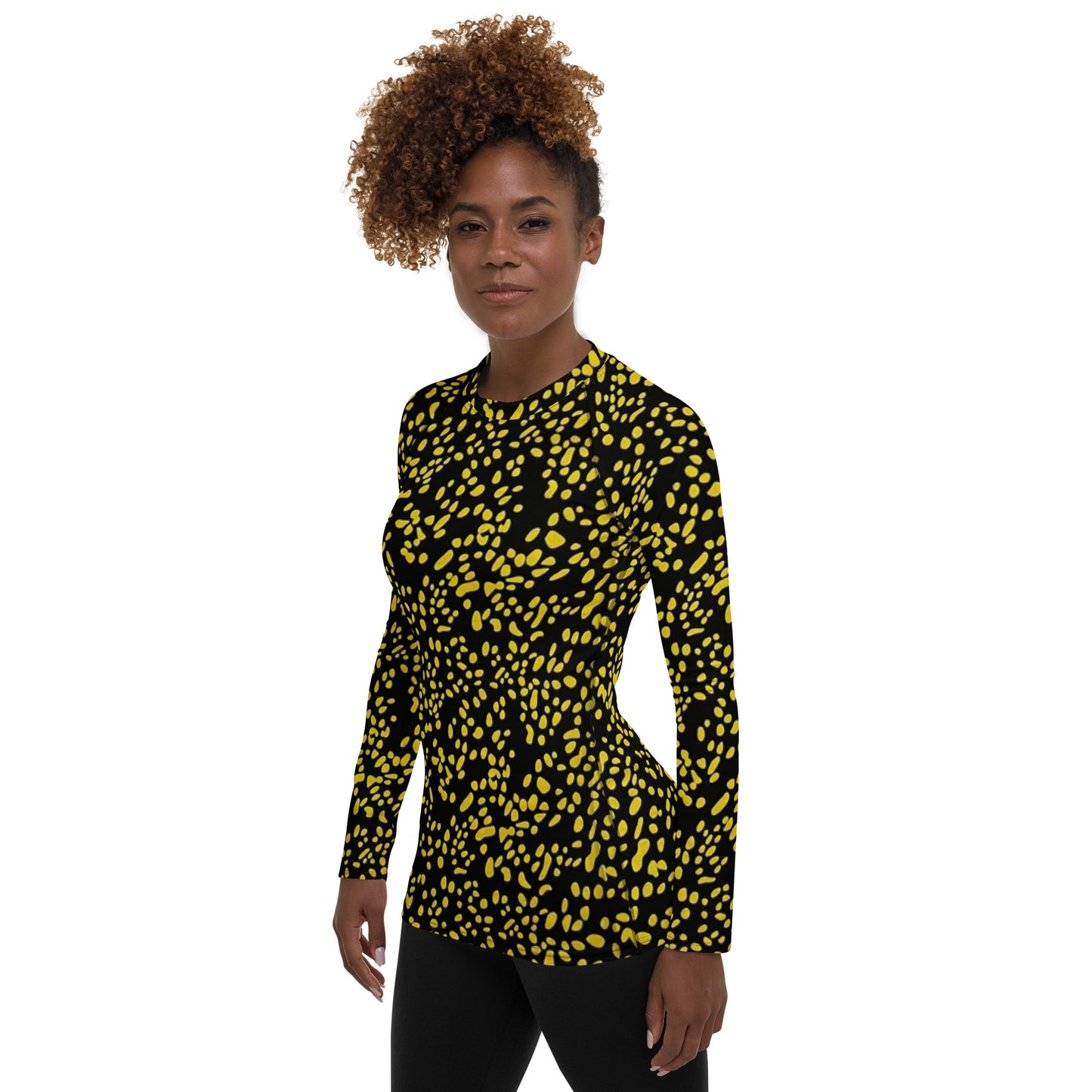 Yellow Dots Adire Women's Rash Guard