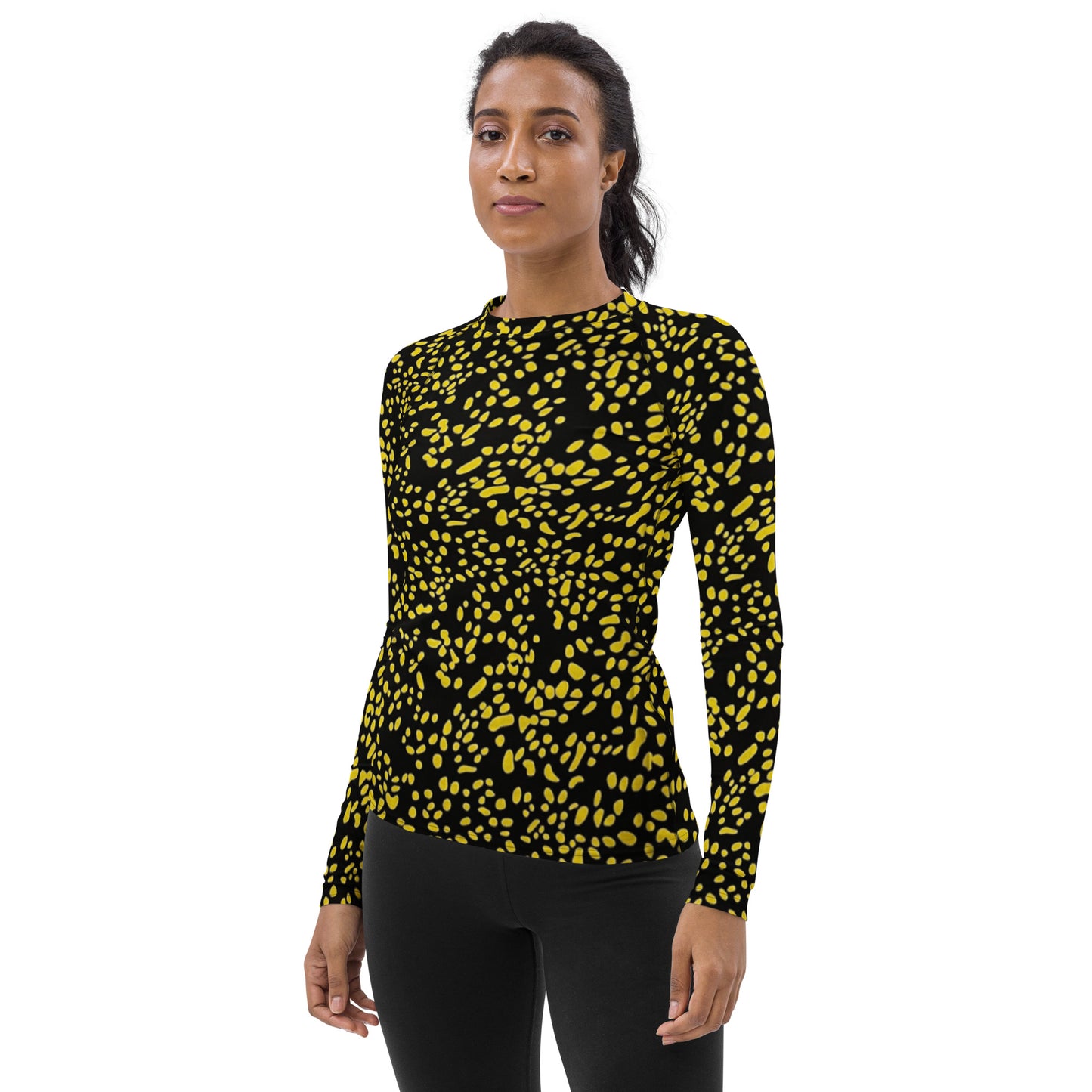 Yellow Dots Adire Women's Rash Guard