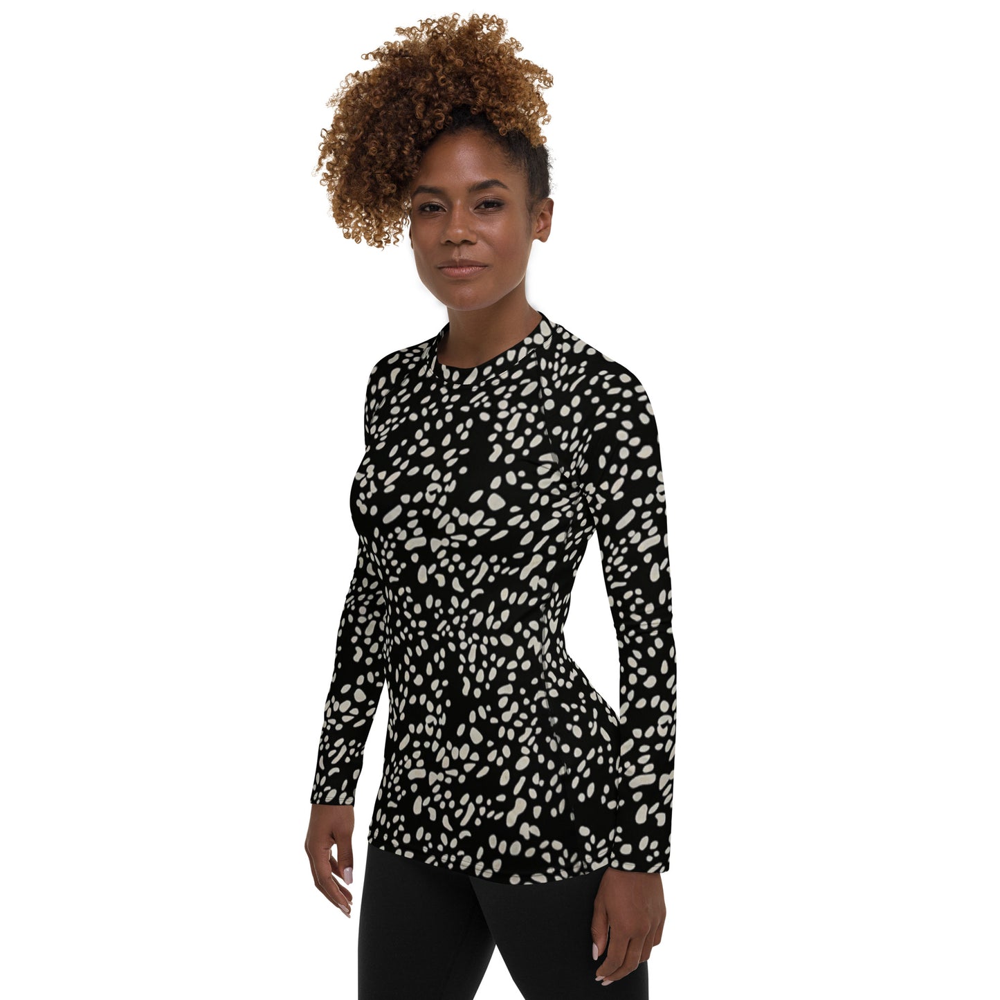 White Dots Adire Women's Rash Guard