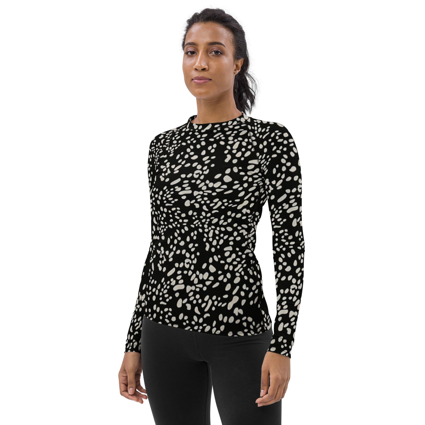 White Dots Adire Women's Rash Guard