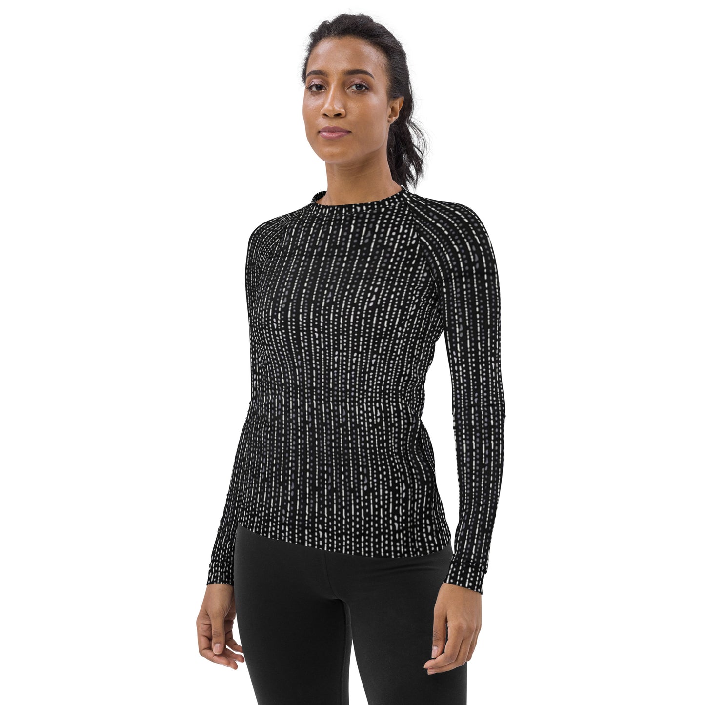 Grey Stripe Adire Women's Rash Guard