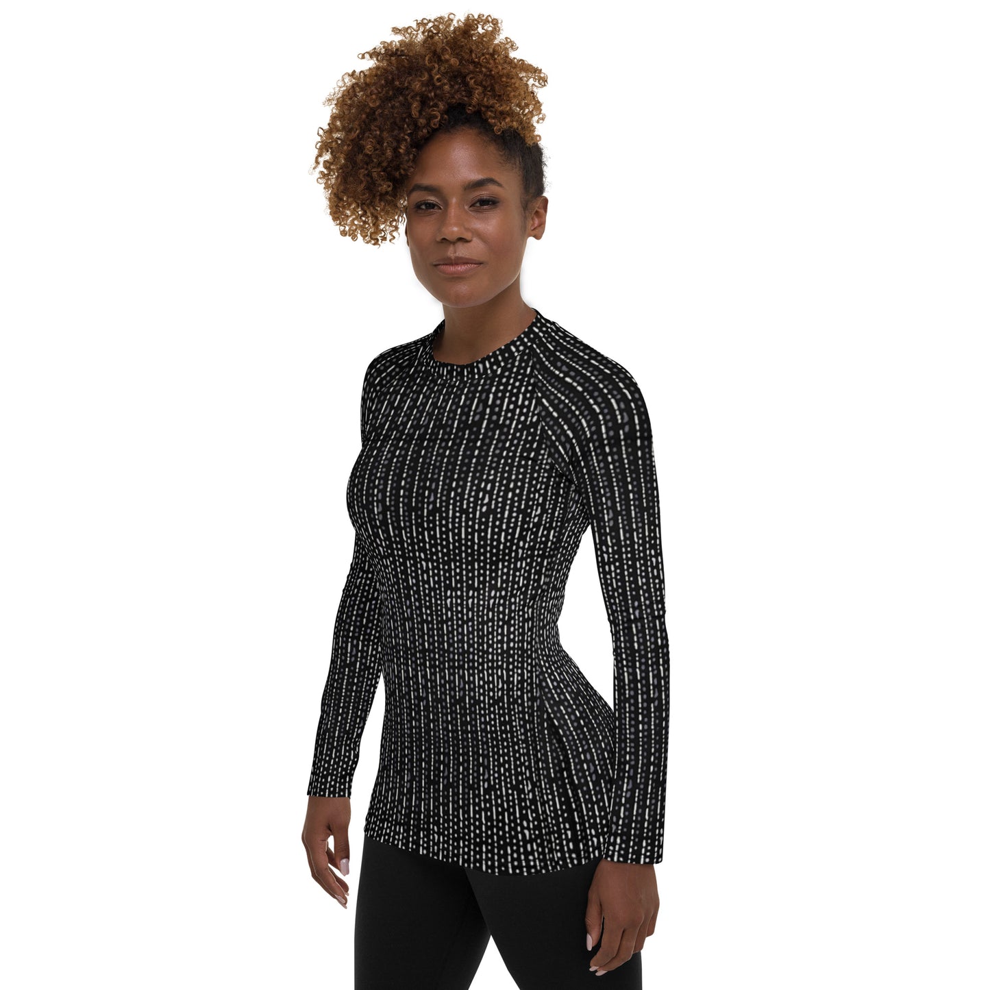 Grey Stripe Adire Women's Rash Guard