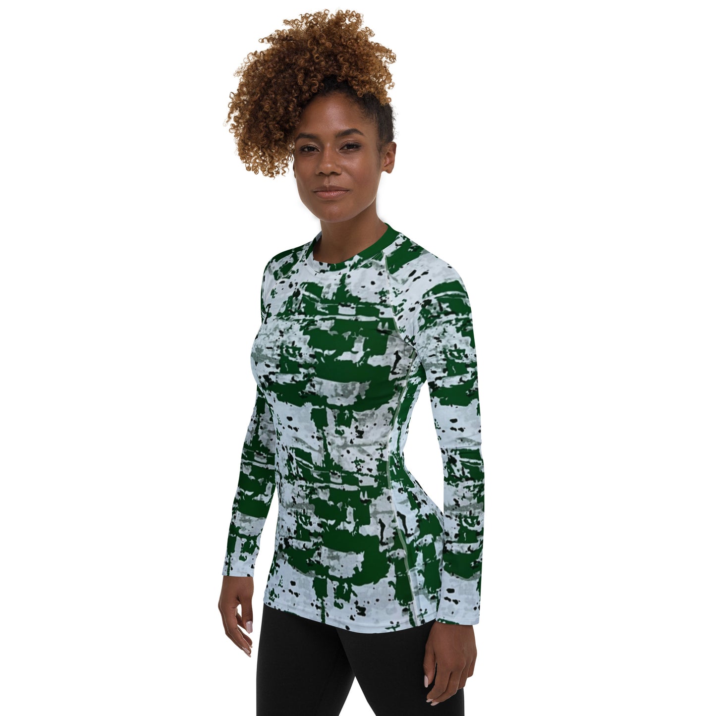 Green Camo Adire Women's Rash Guard