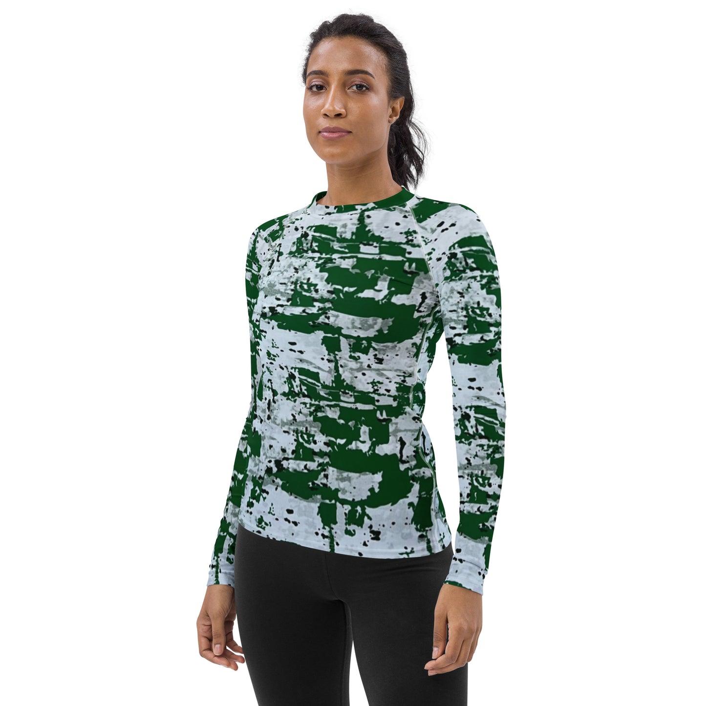 Green Camo Adire Women's Rash Guard