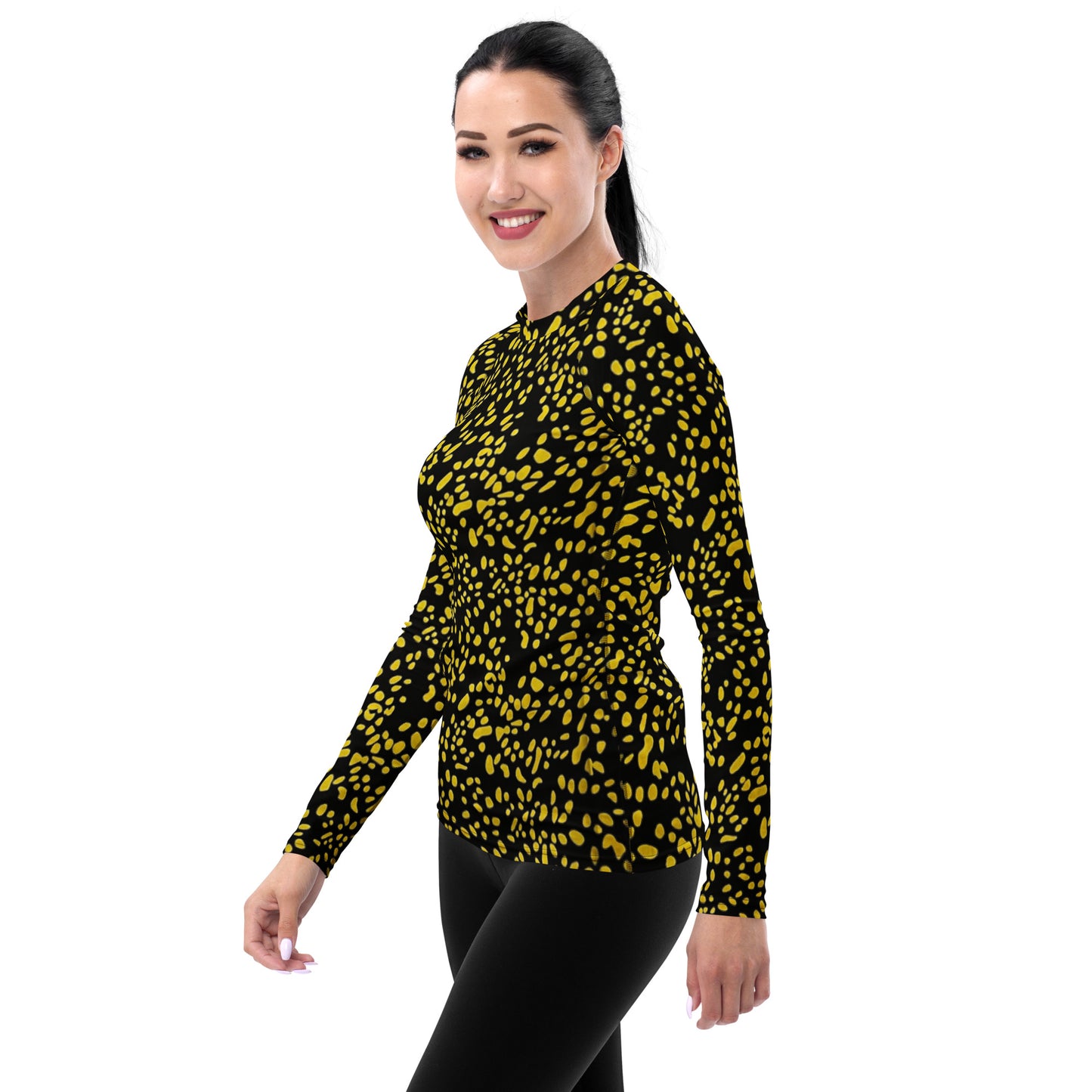 Yellow Dots Adire Women's Rash Guard