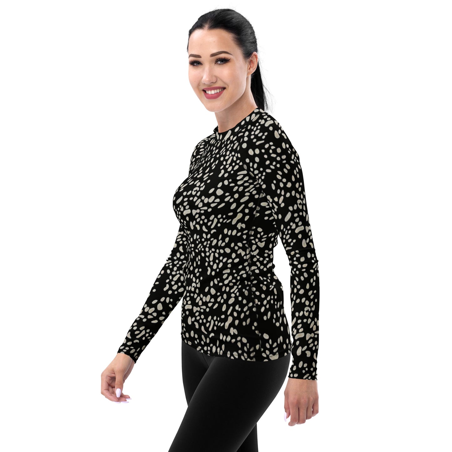 White Dots Adire Women's Rash Guard