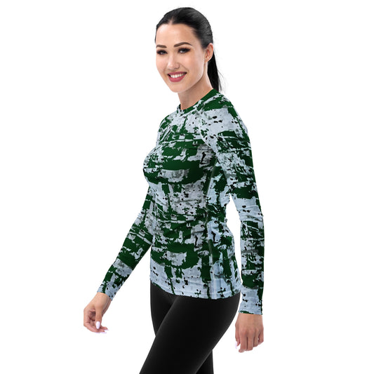 Green Camo Adire Women's Rash Guard