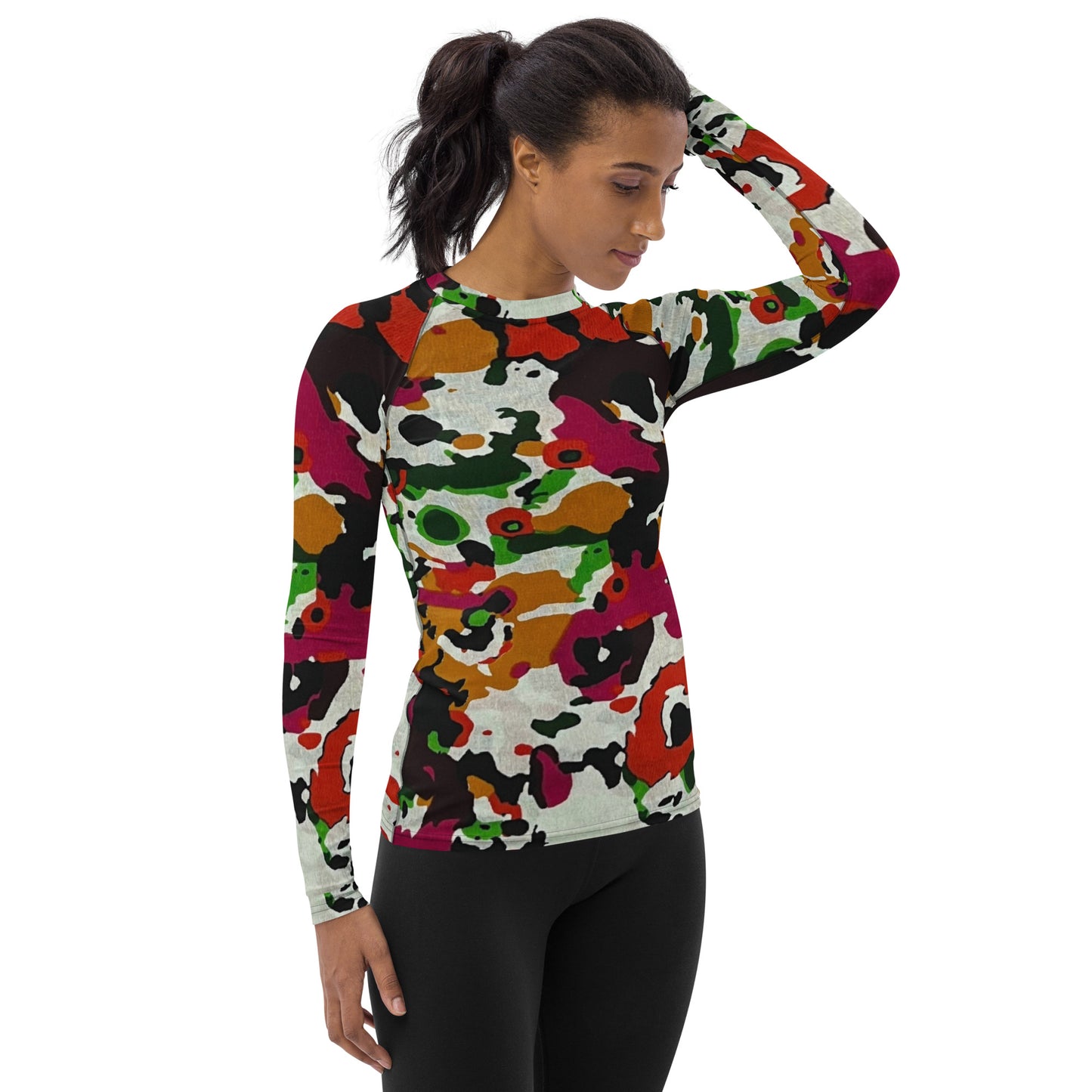 Multicolour Paint Ankara Women's Rash Guard