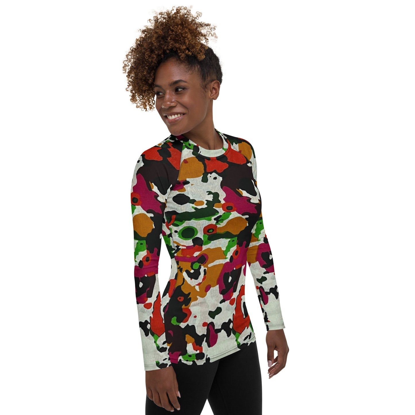 Multicolour Paint Ankara Women's Rash Guard