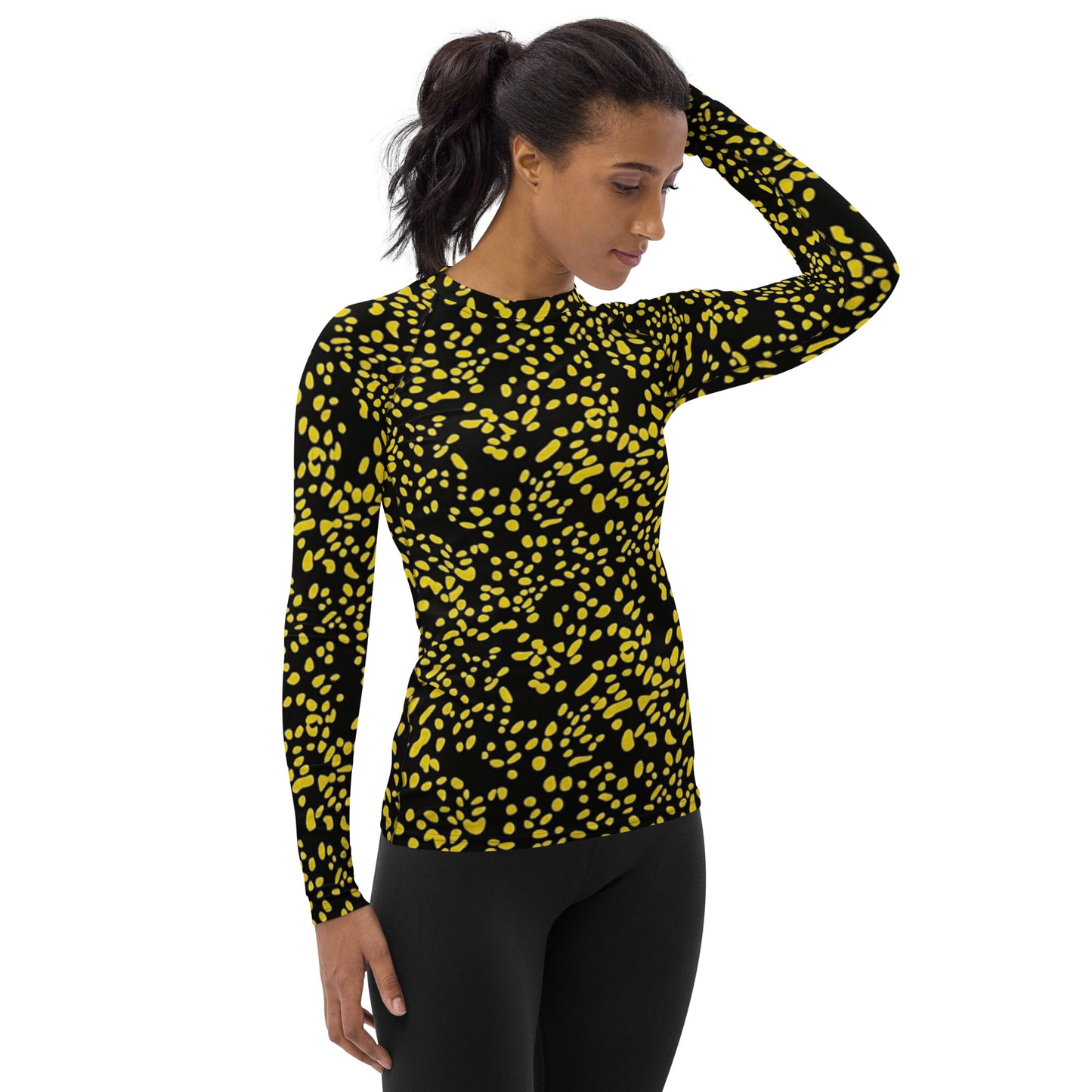 Yellow Dots Adire Women's Rash Guard