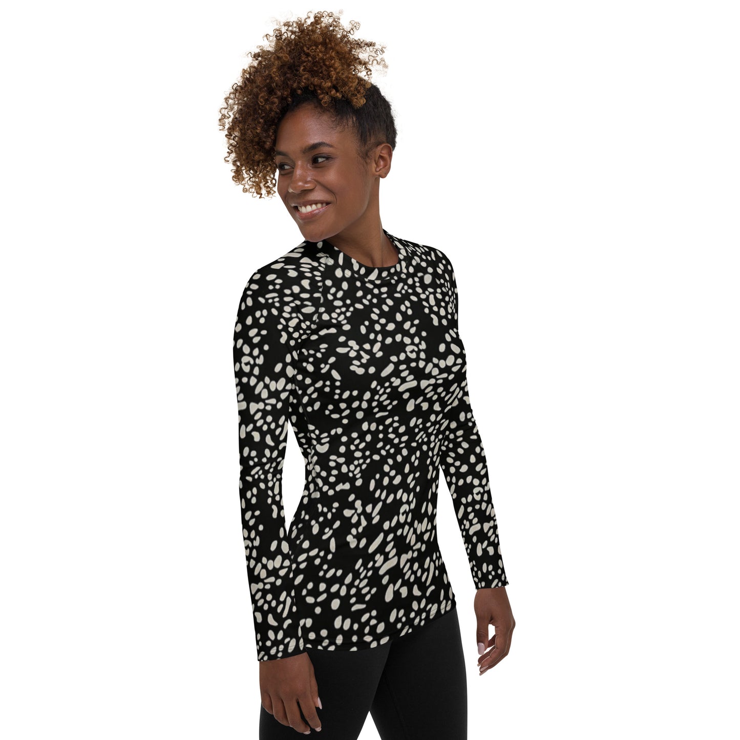 White Dots Adire Women's Rash Guard