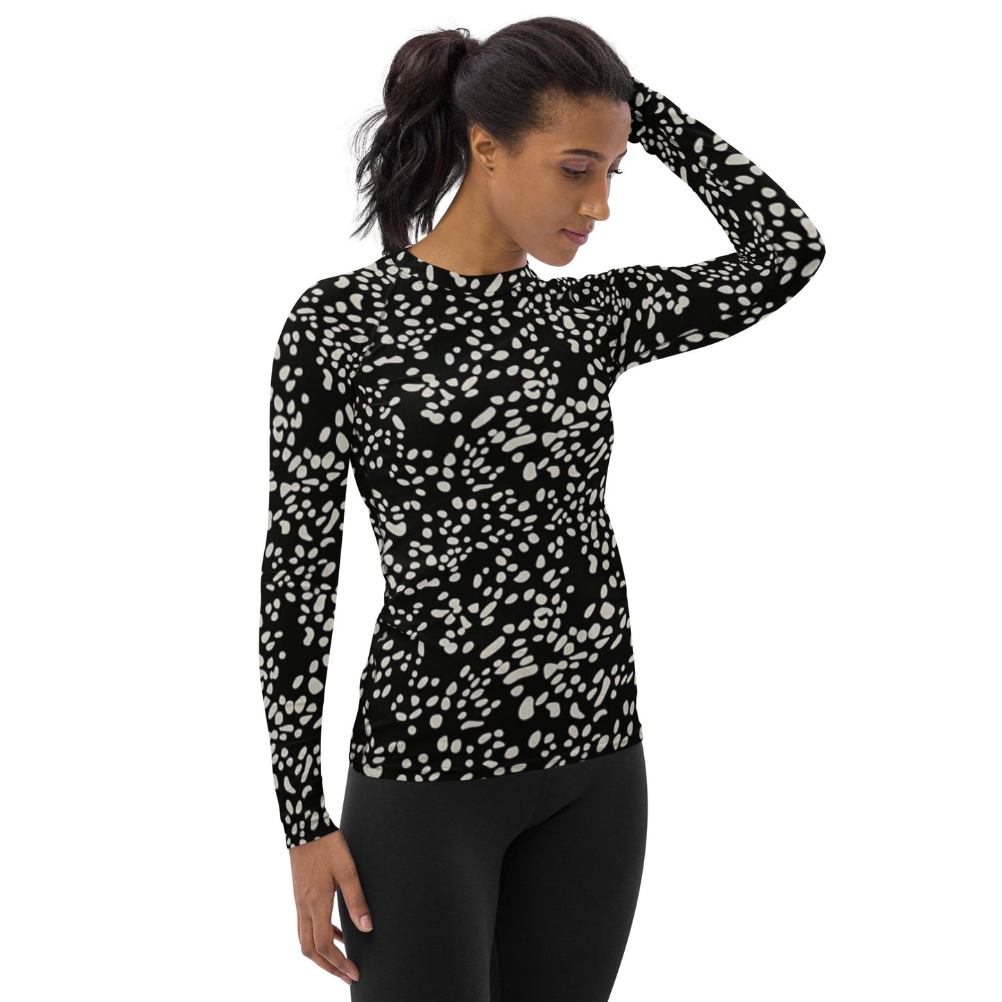 White Dots Adire Women's Rash Guard