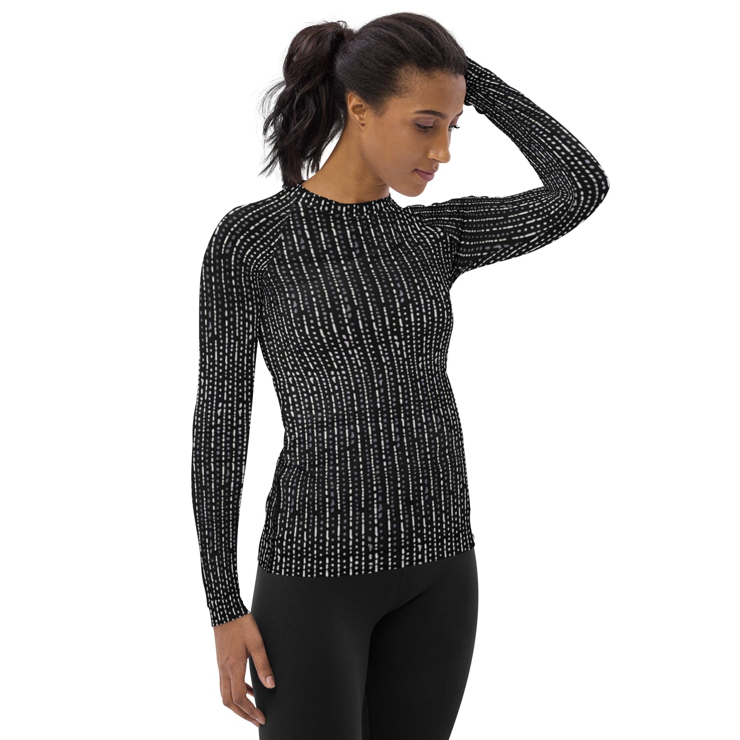 Grey Stripe Adire Women's Rash Guard