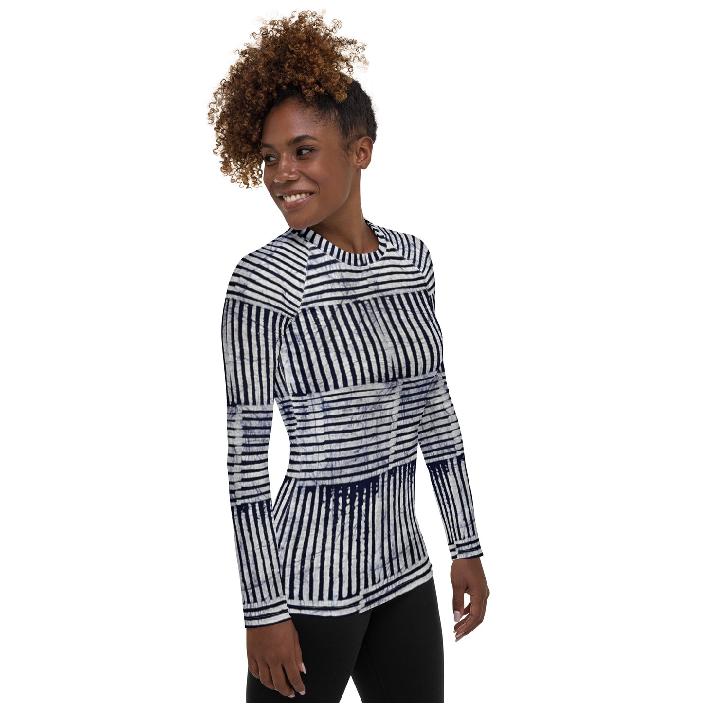 Stripey Adire Women's Rash Guard