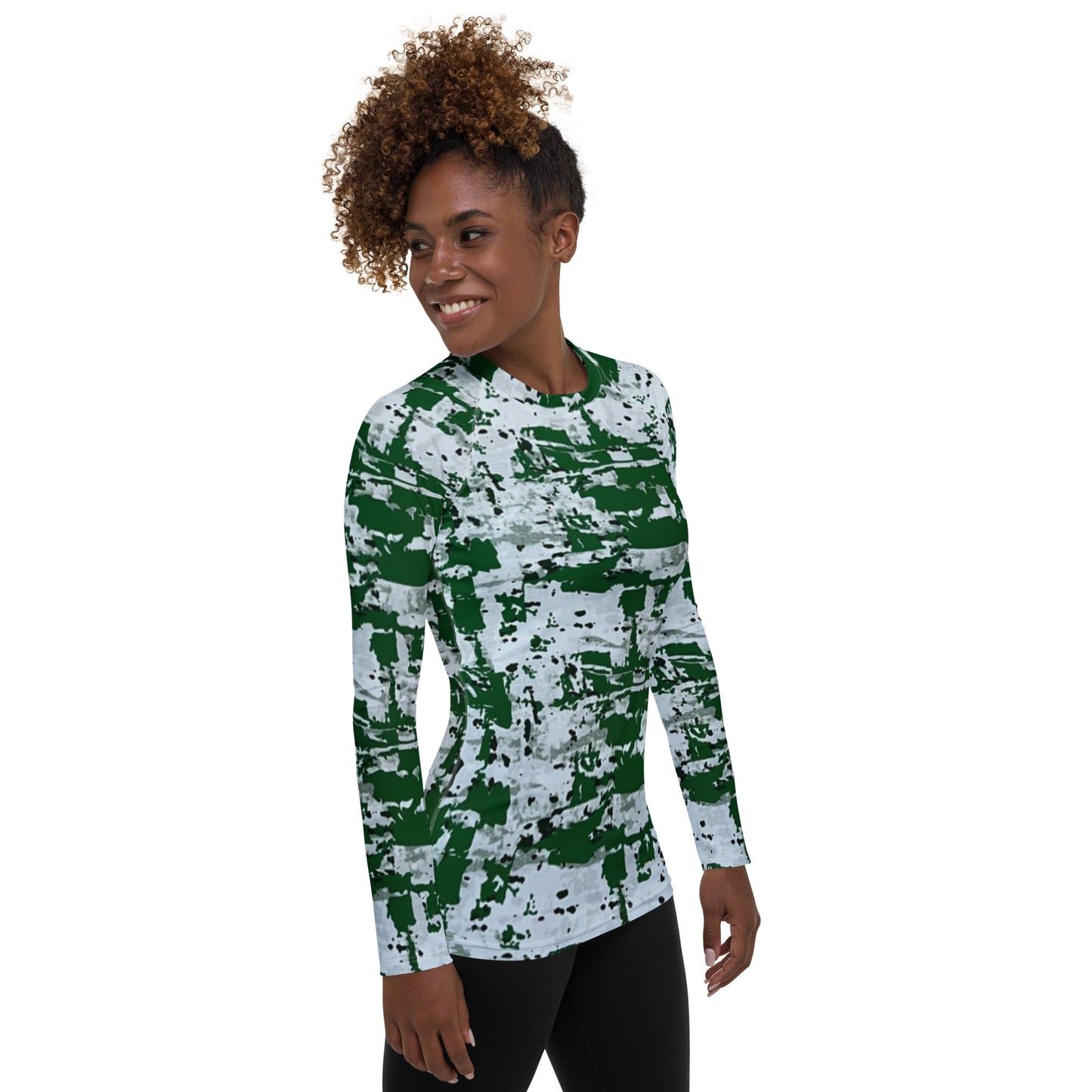 Green Camo Adire Women's Rash Guard