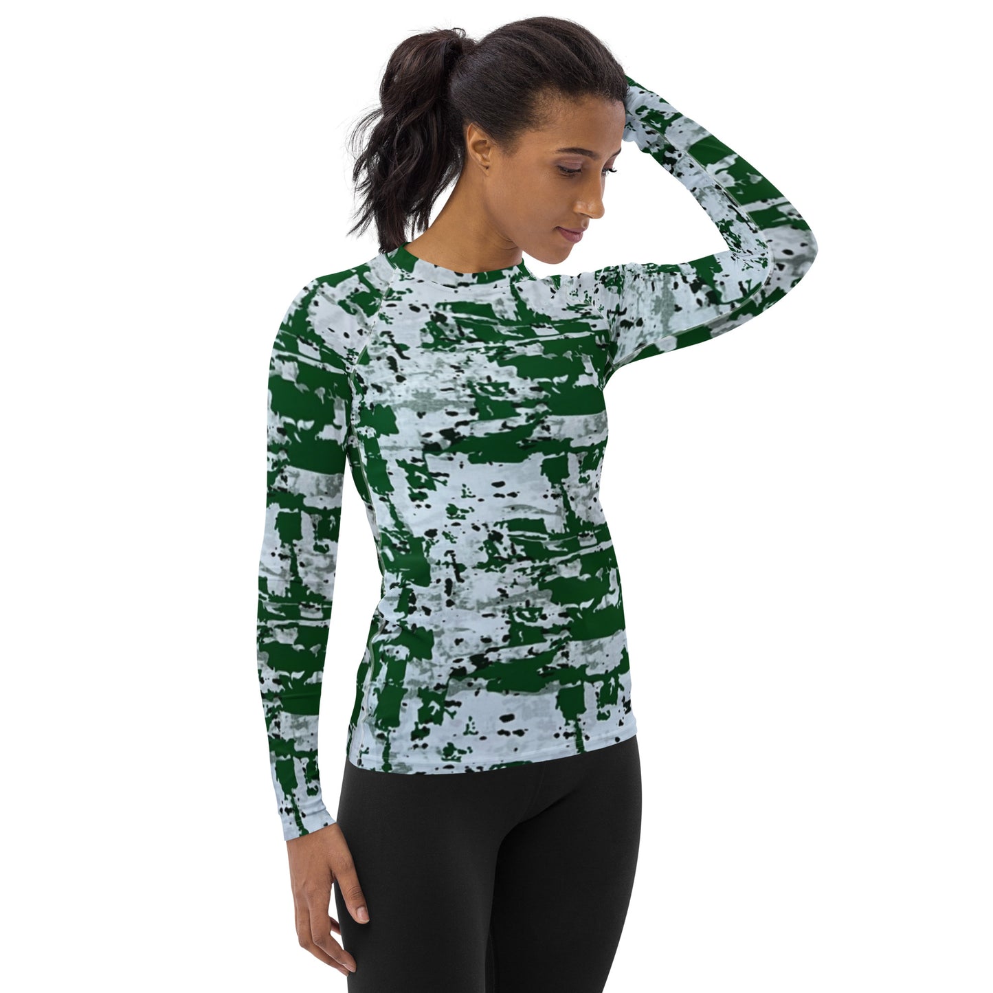 Green Camo Adire Women's Rash Guard