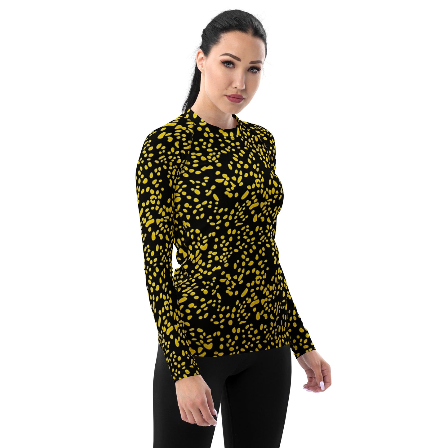 Yellow Dots Adire Women's Rash Guard